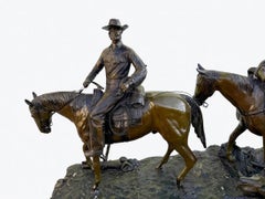 Large Western Pack Train Bronze Signed R. Clark, 60" Wide