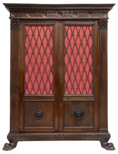 Bookcase, Cabinet, Italian Renaissance Revival Carved Walnut, 19th C., 1800s!!