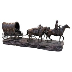 Bronze Sculpture, Western Covered Wagon Train, Horses, Signed Robert Clark #37!