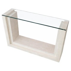 Feles Marble Console en travertin Marbre naturel, mat, poli sur mesure