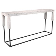 Tossa Console Tavolo Console di lusso in marmo travertino e ferro nero Meddel