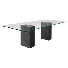Black Slate Natural Stone Dining Table, Glass Top Modern Design Joaquín Moll