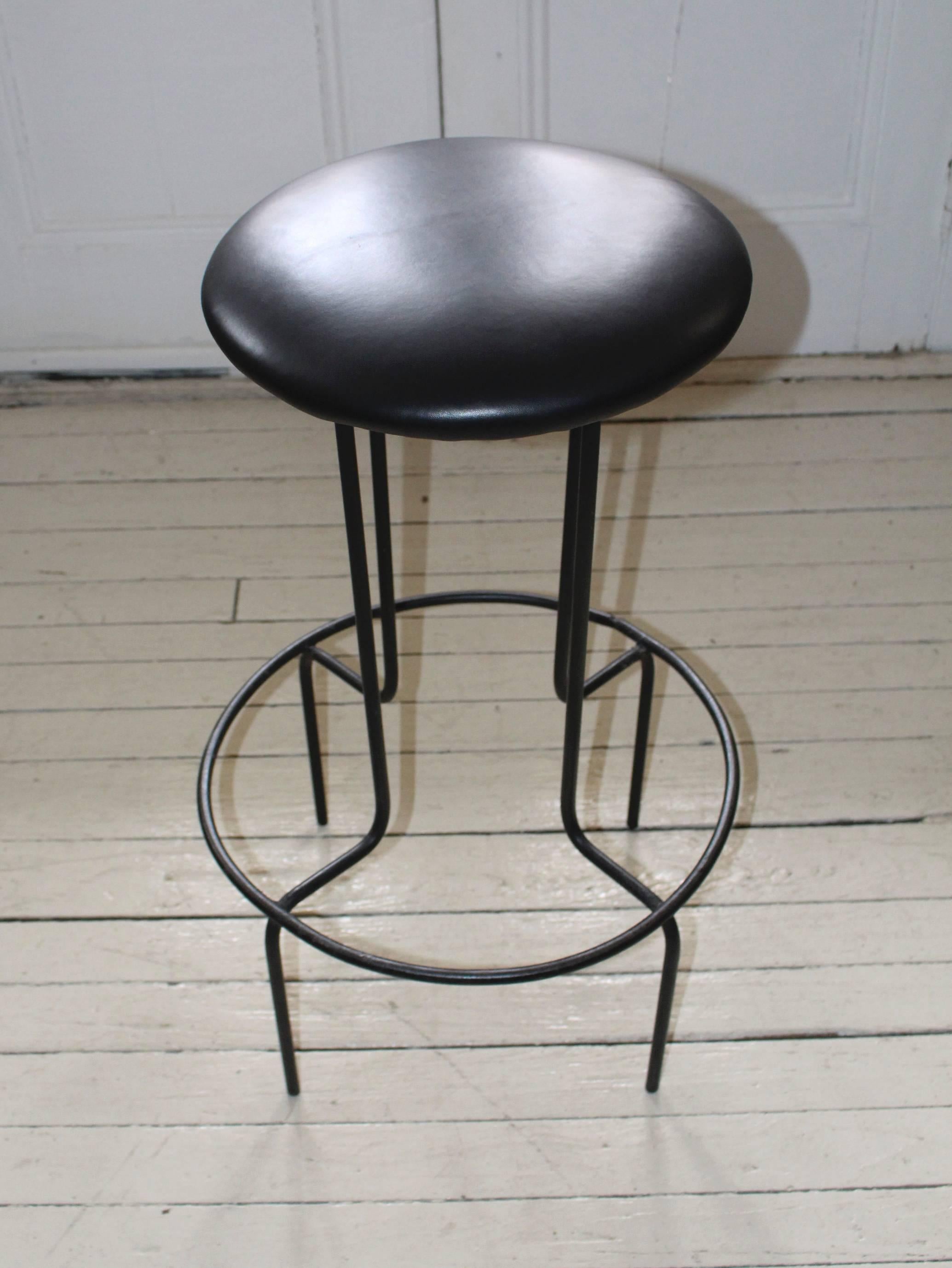 American Pair of Mid-Century Iron Stools Made in the USA For Sale