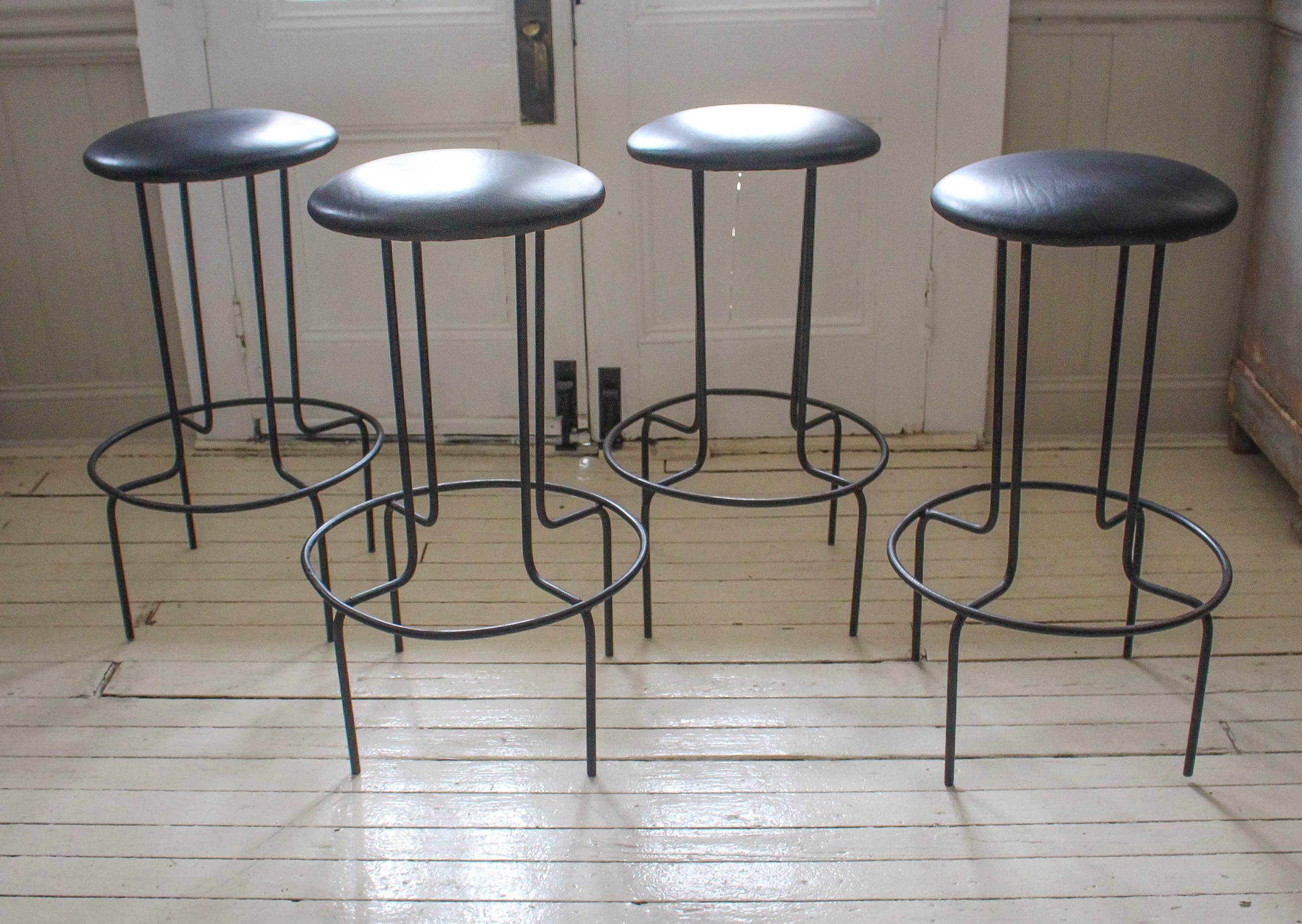 Pair of Mid-Century Iron Stools Made in the USA For Sale 2