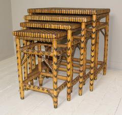 Set of Four Rattan Nesting Tables