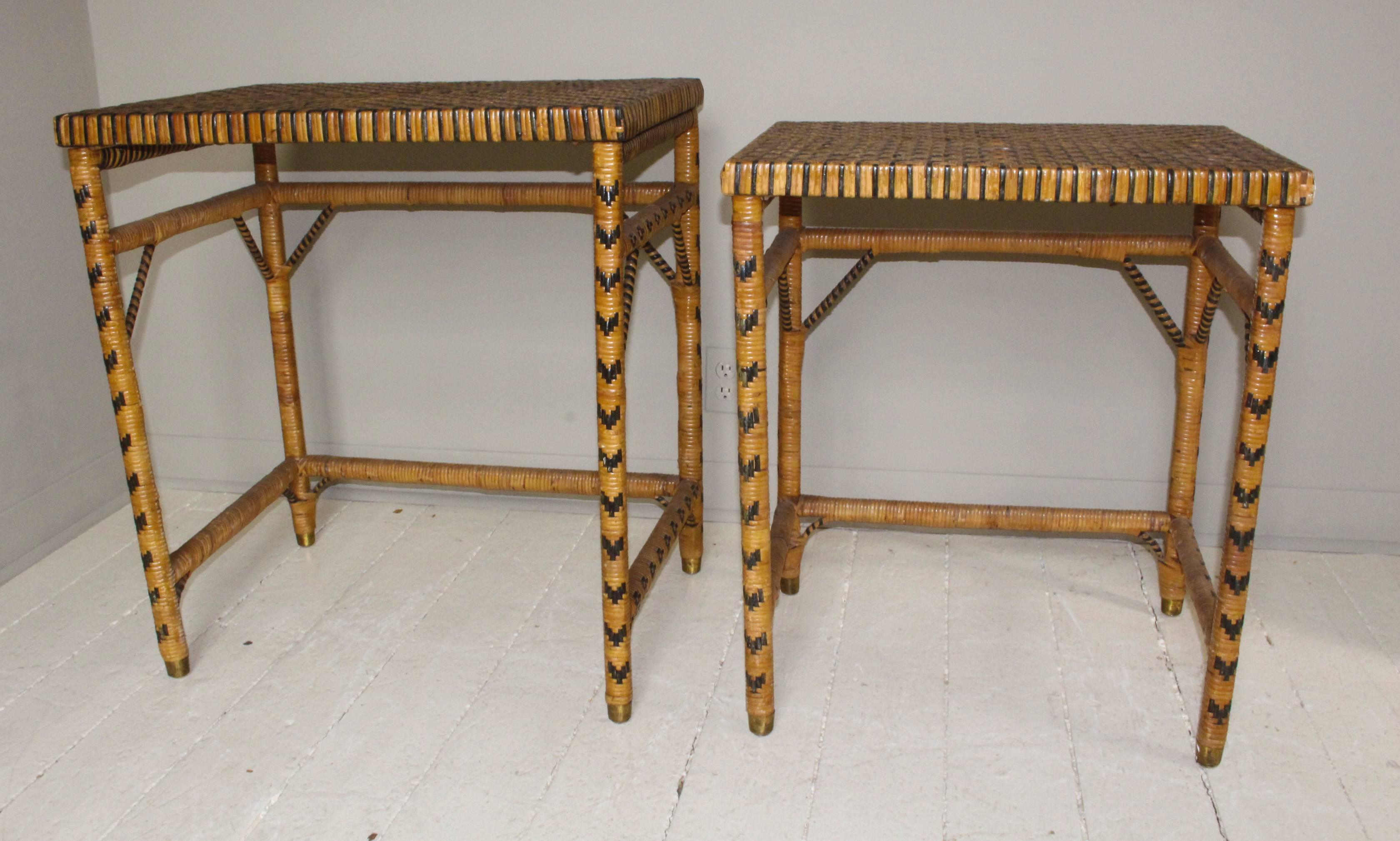 Set of Four Rattan Nesting Tables 3