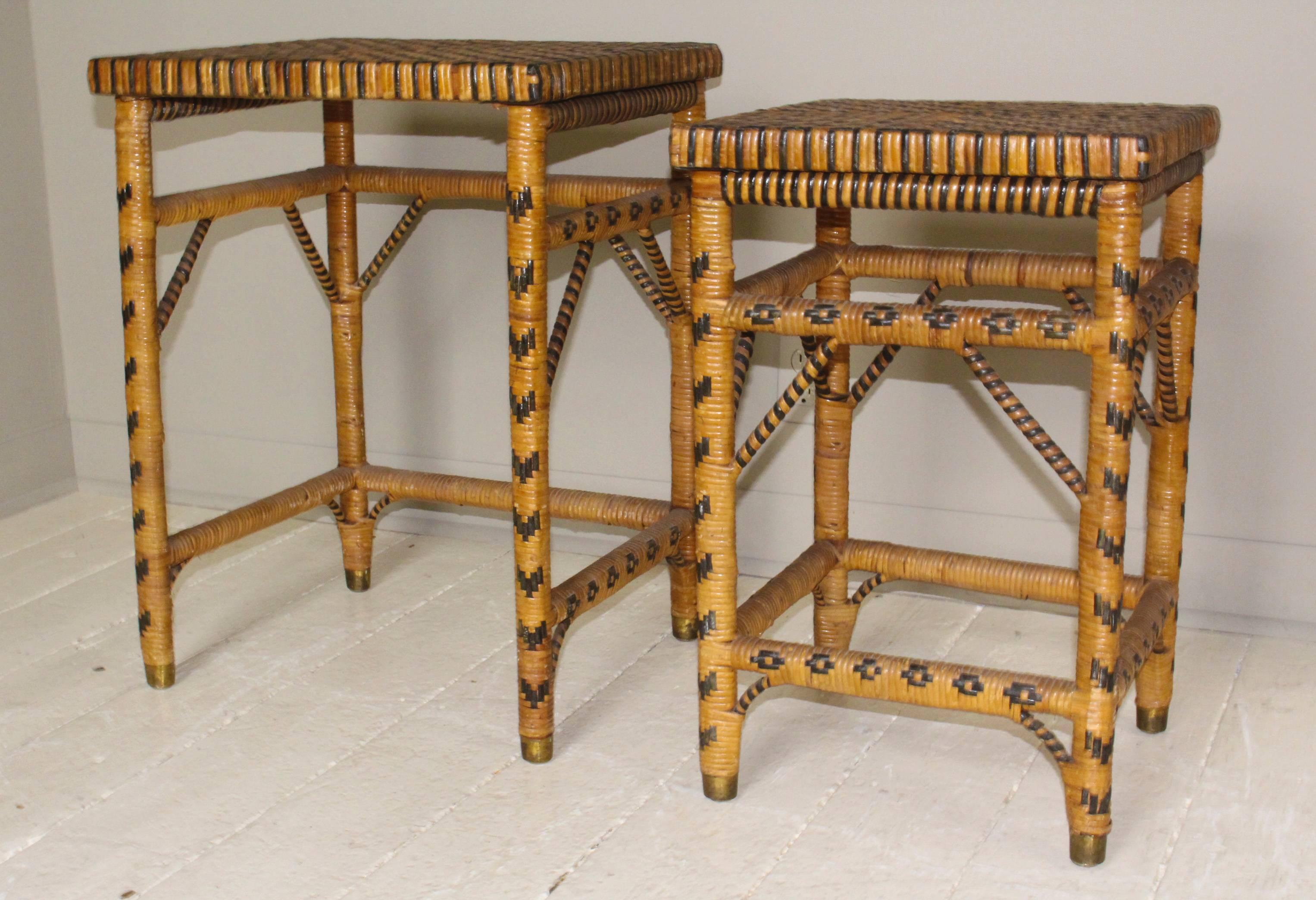 Set of Four Rattan Nesting Tables 4