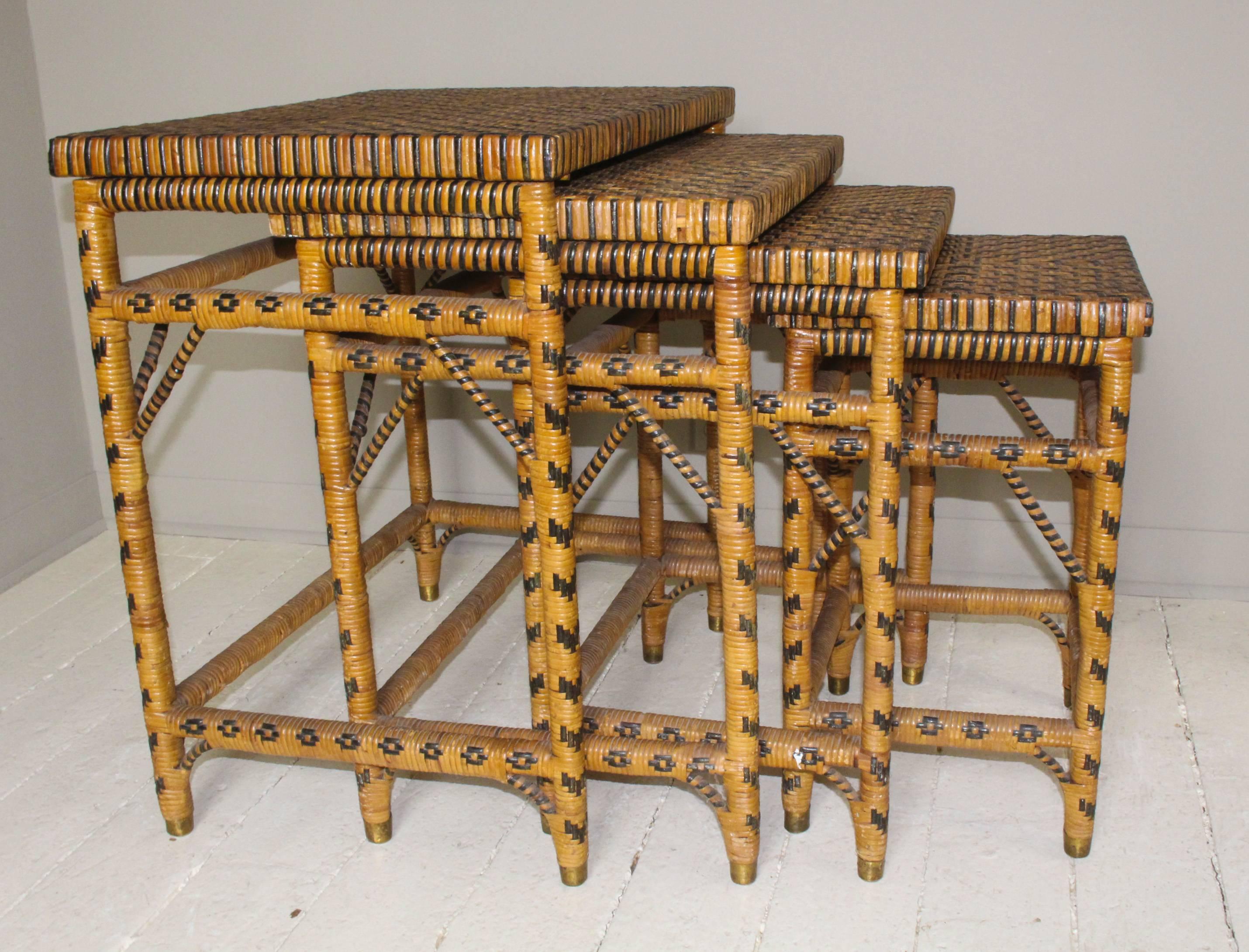 Set of Four Rattan Nesting Tables 5