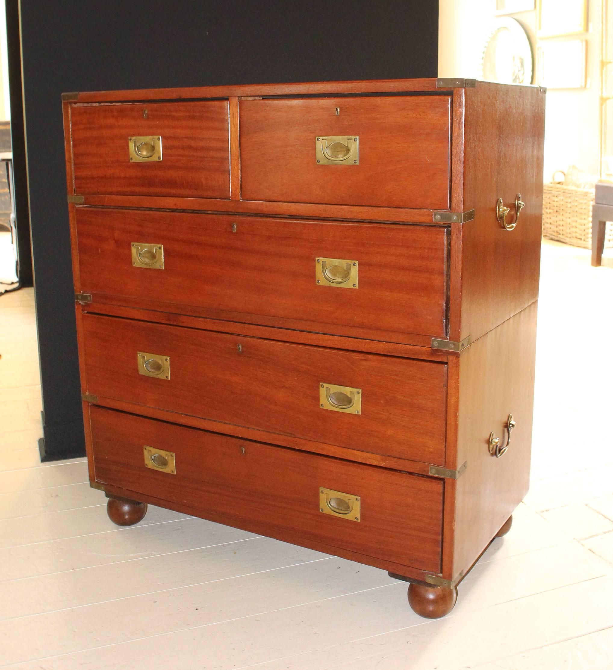 19th Century England Campaign Chest In Good Condition For Sale In New Preston, CT