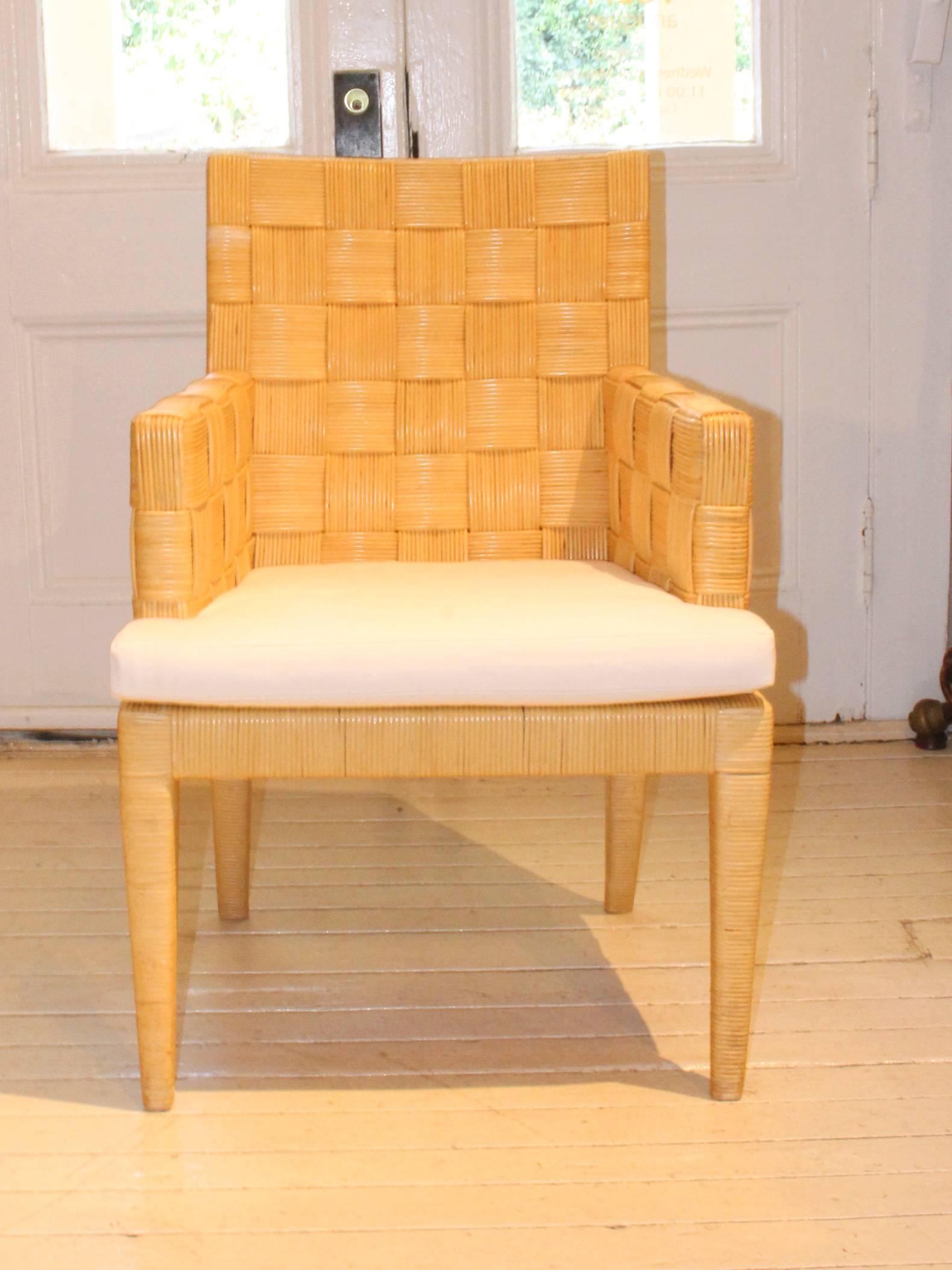 Set of Eight Donghia Woven Rattan Dining Chairs 3