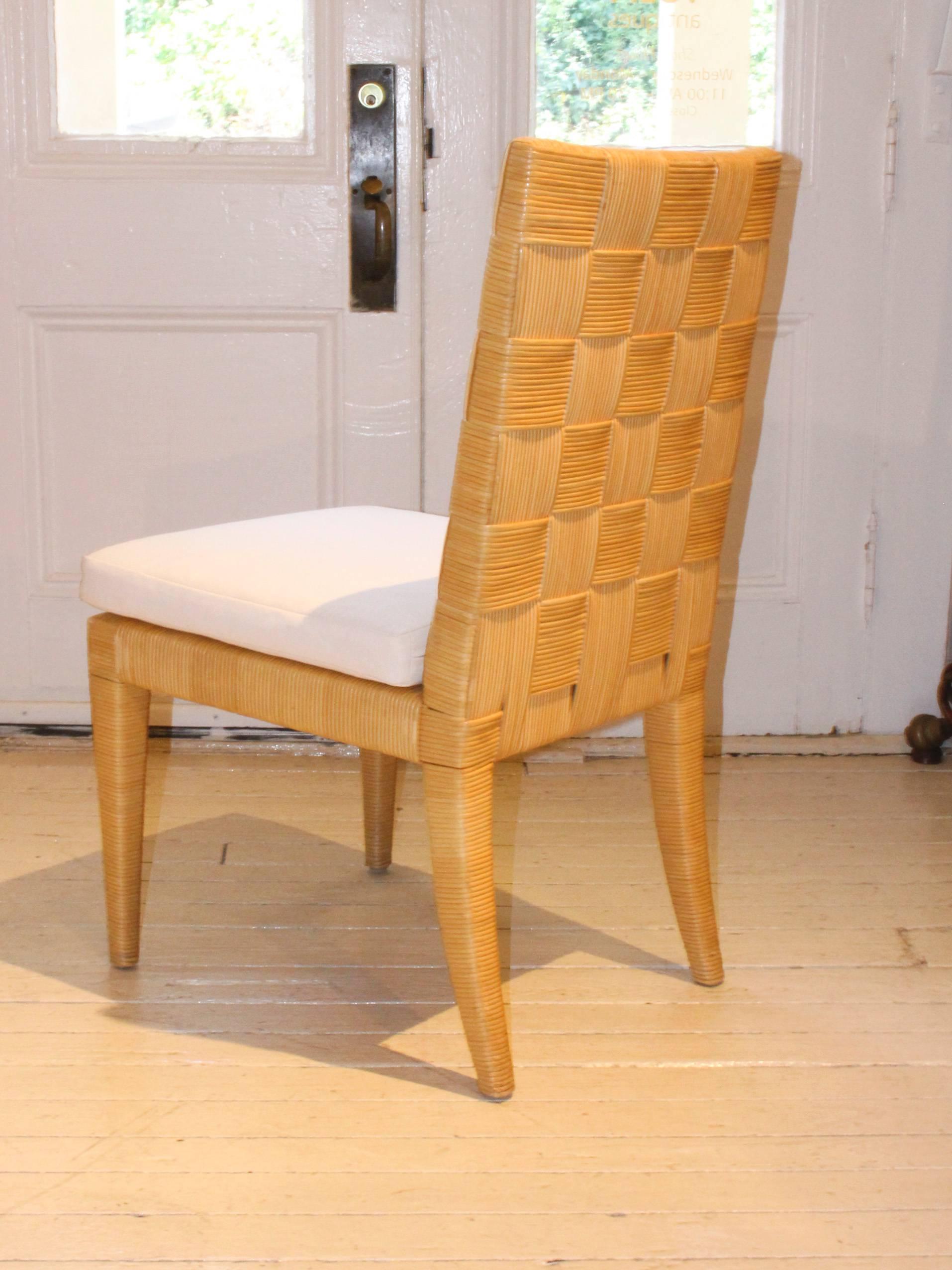 Set of Eight Donghia Woven Rattan Dining Chairs In Good Condition In New Preston, CT