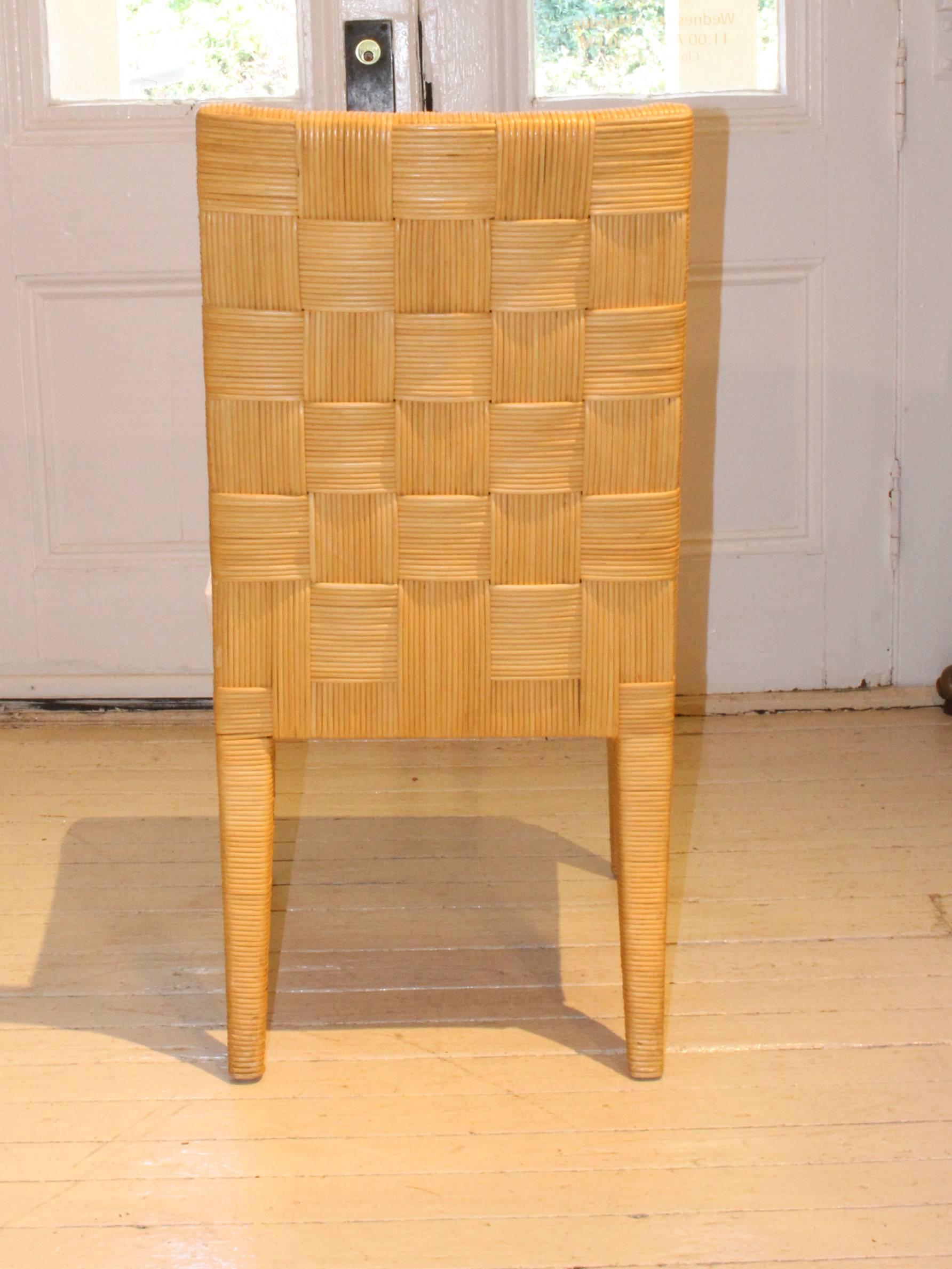 Late 20th Century Set of Eight Donghia Woven Rattan Dining Chairs