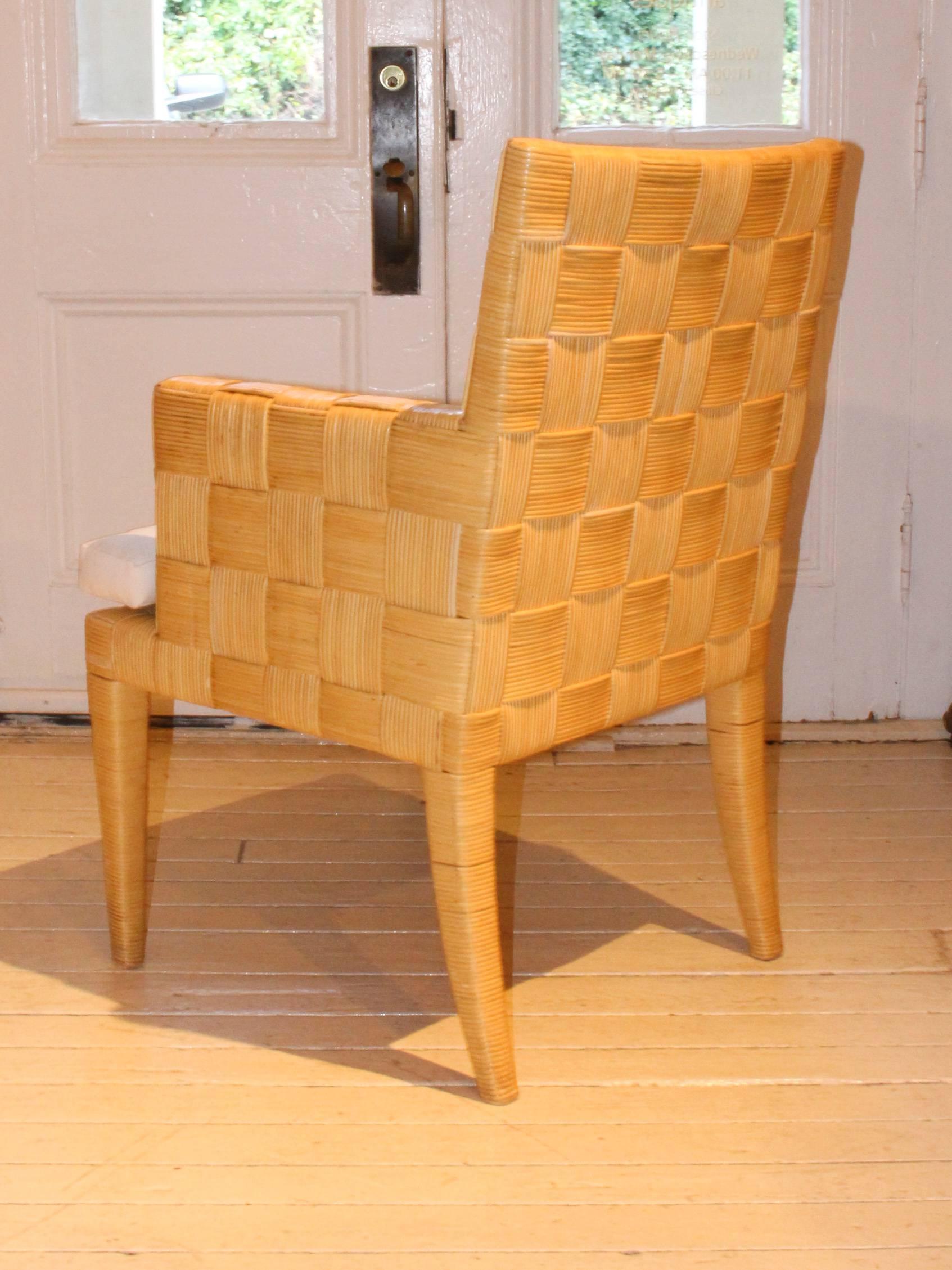 Set of Eight Donghia Woven Rattan Dining Chairs 4