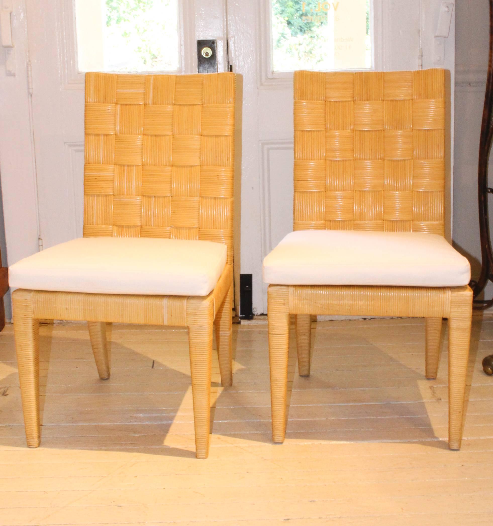 Set of Eight Donghia Woven Rattan Dining Chairs 1