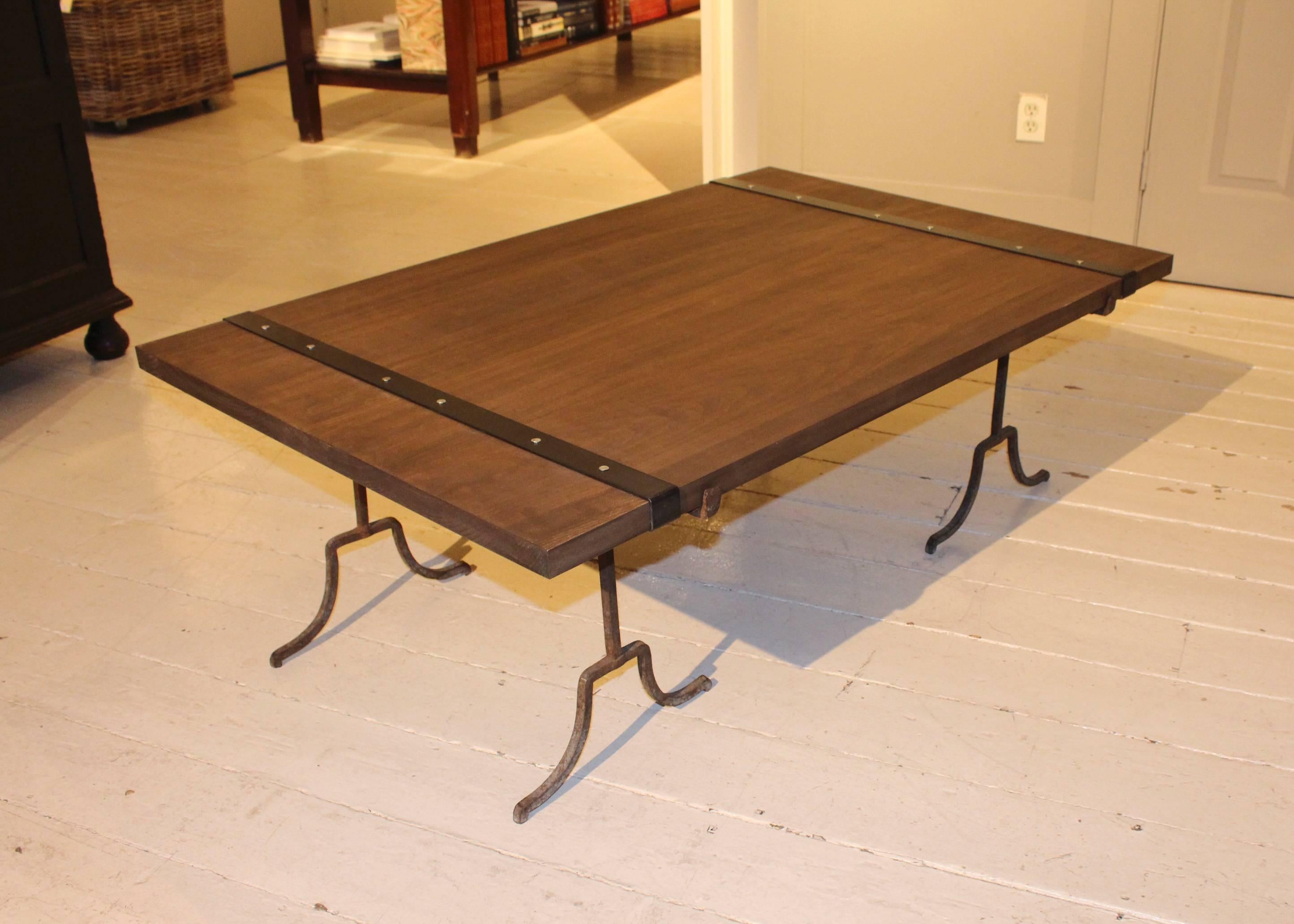 Blackened Wood Cocktail Table For Sale