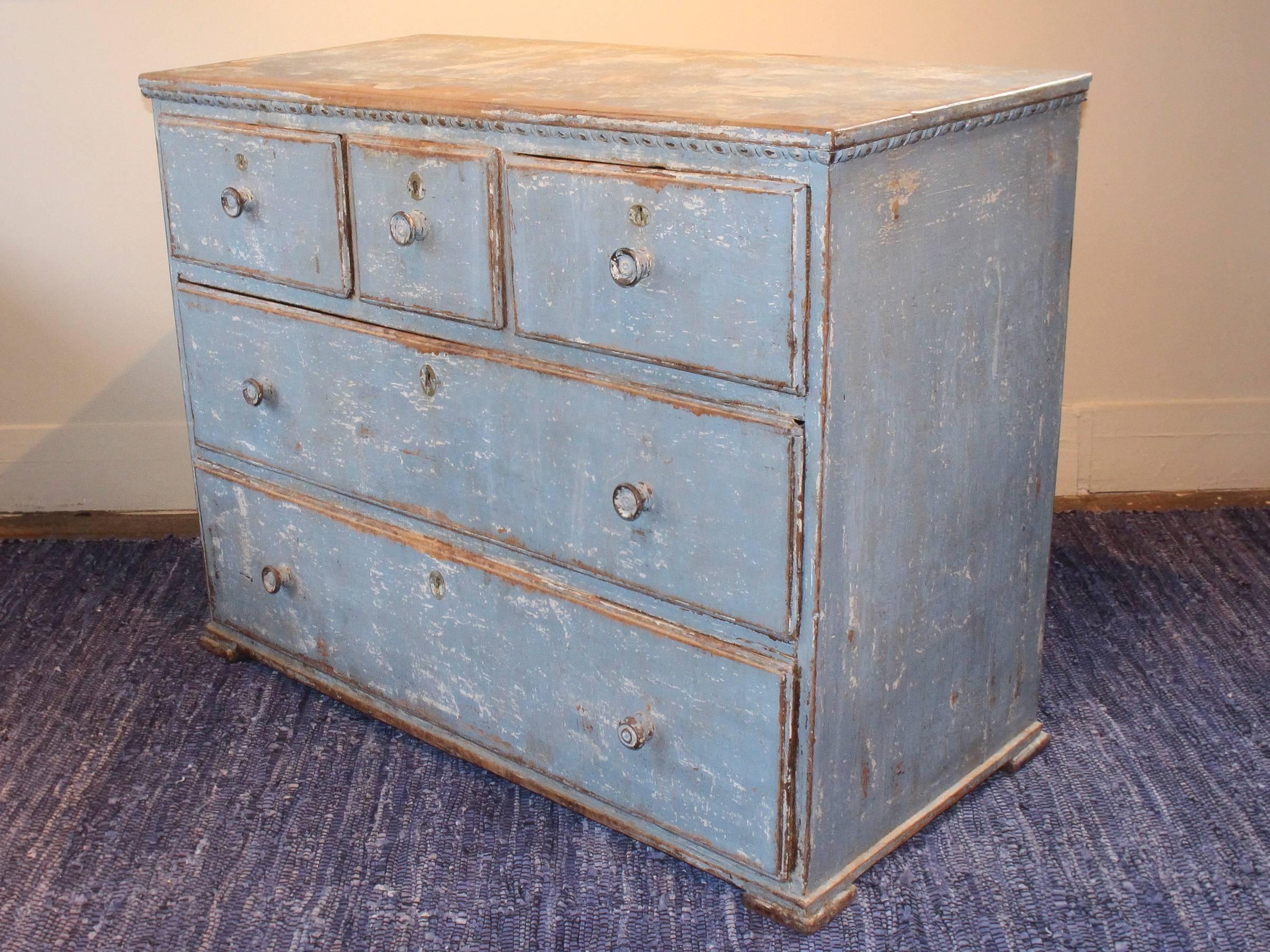 19th Century Portuguese Painted Five-Drawer Chest In Good Condition In New Preston, CT