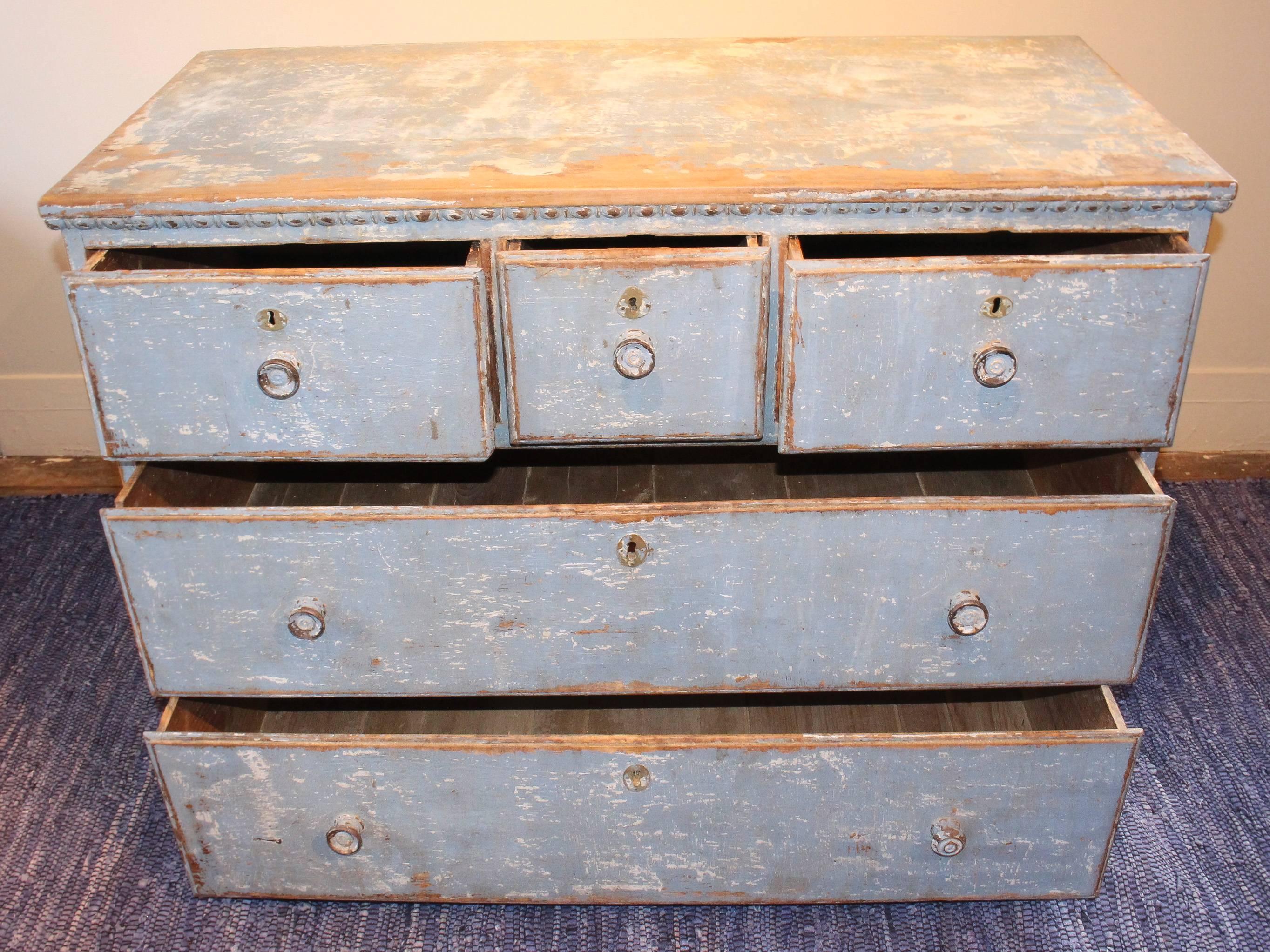 19th Century Portuguese Painted Five-Drawer Chest 6