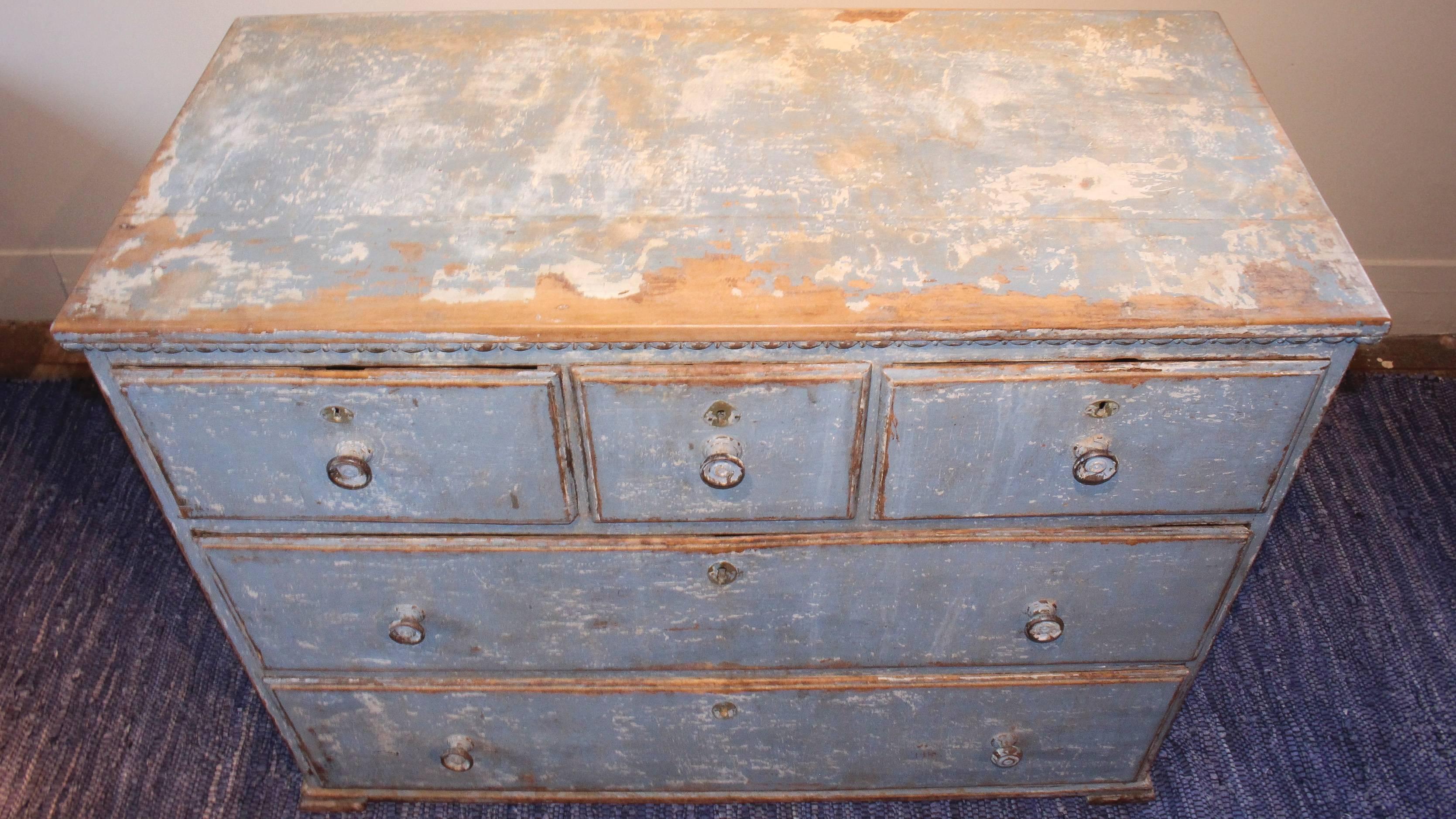 19th Century Portuguese Painted Five-Drawer Chest 5
