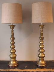Pair of Brass Candlestick Lamps