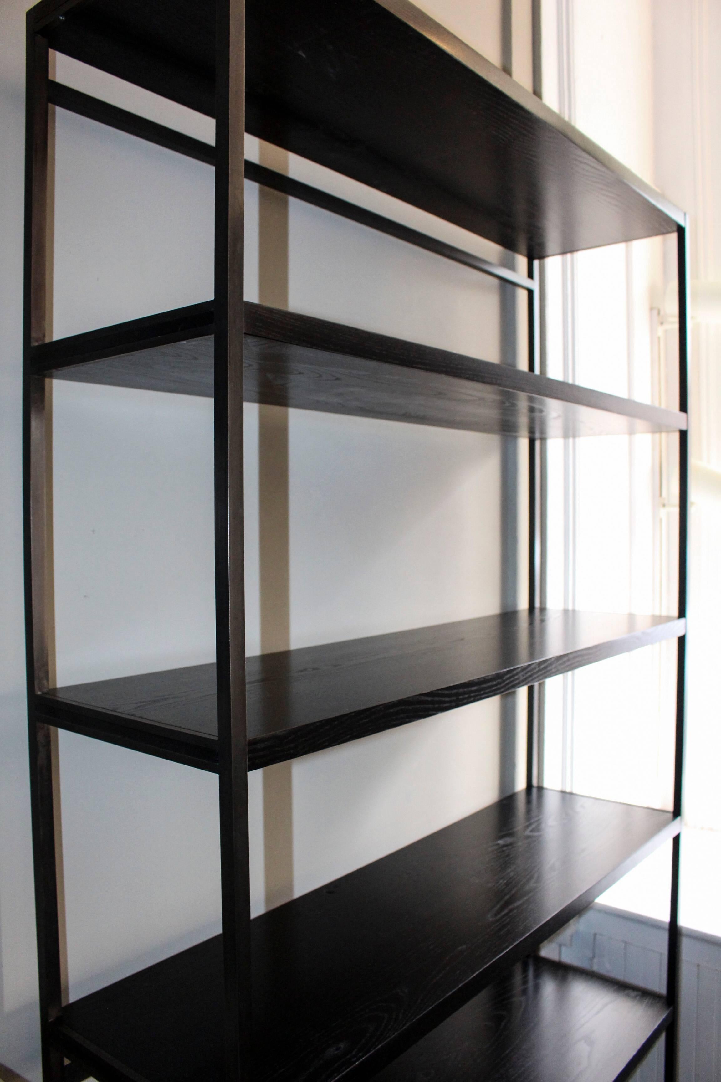 American Custom Steel and Ash Bookcase Etagere For Sale