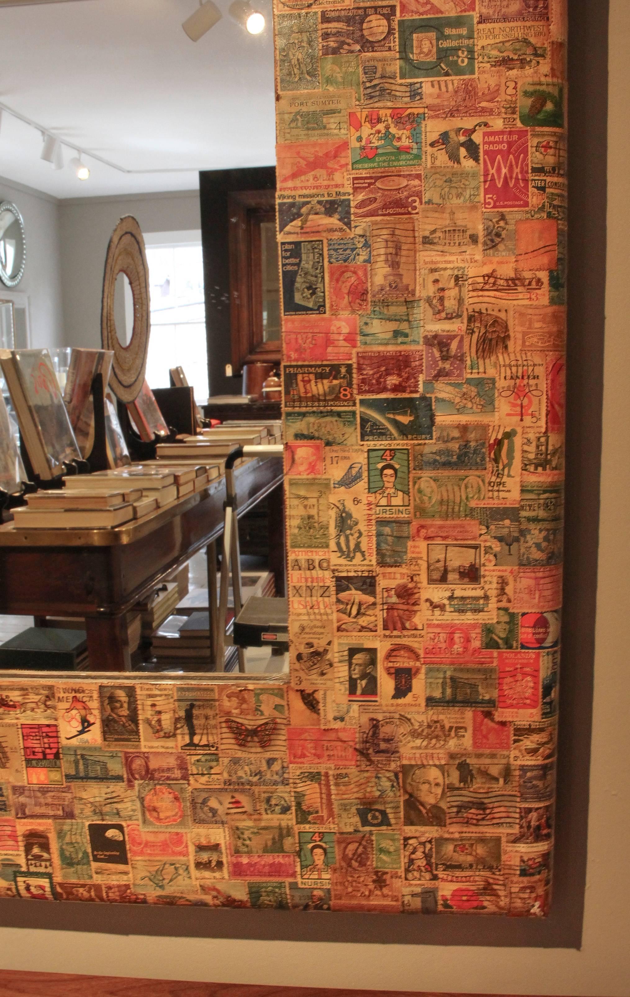 Late 20th Century 20th Century Postage Stamp Mirror For Sale