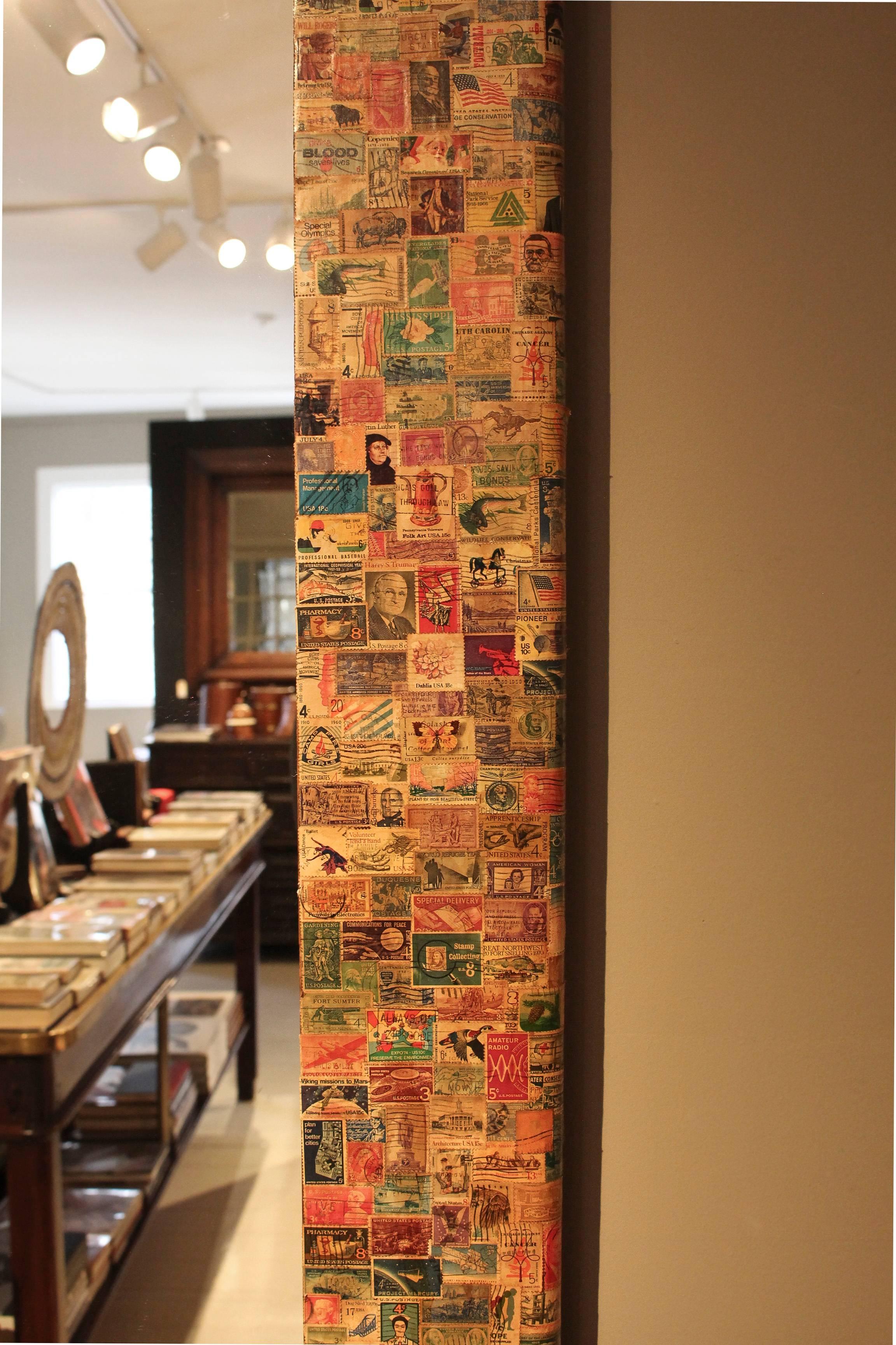 Wood 20th Century Postage Stamp Mirror For Sale