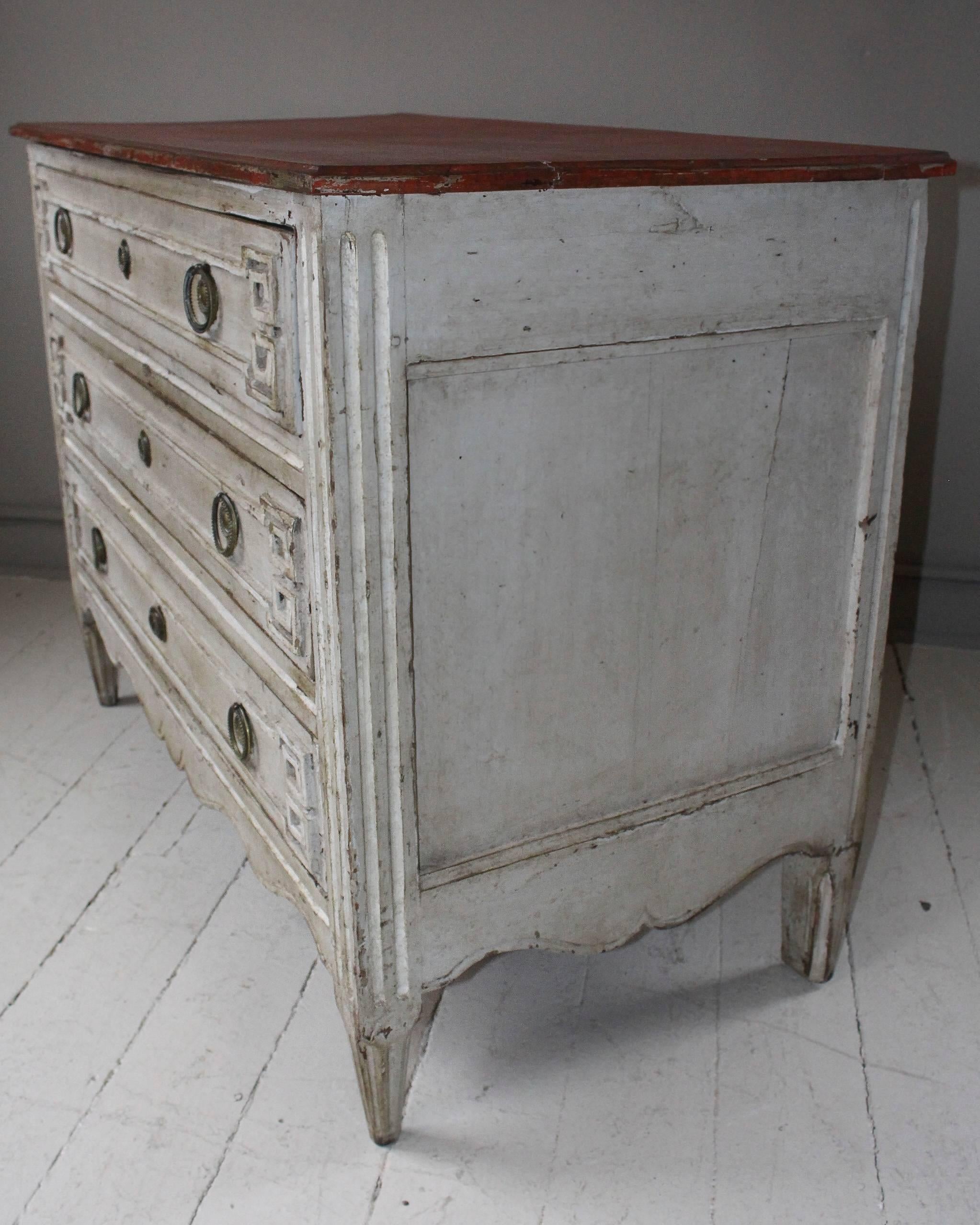 Painted French Three-Drawer Commode 1