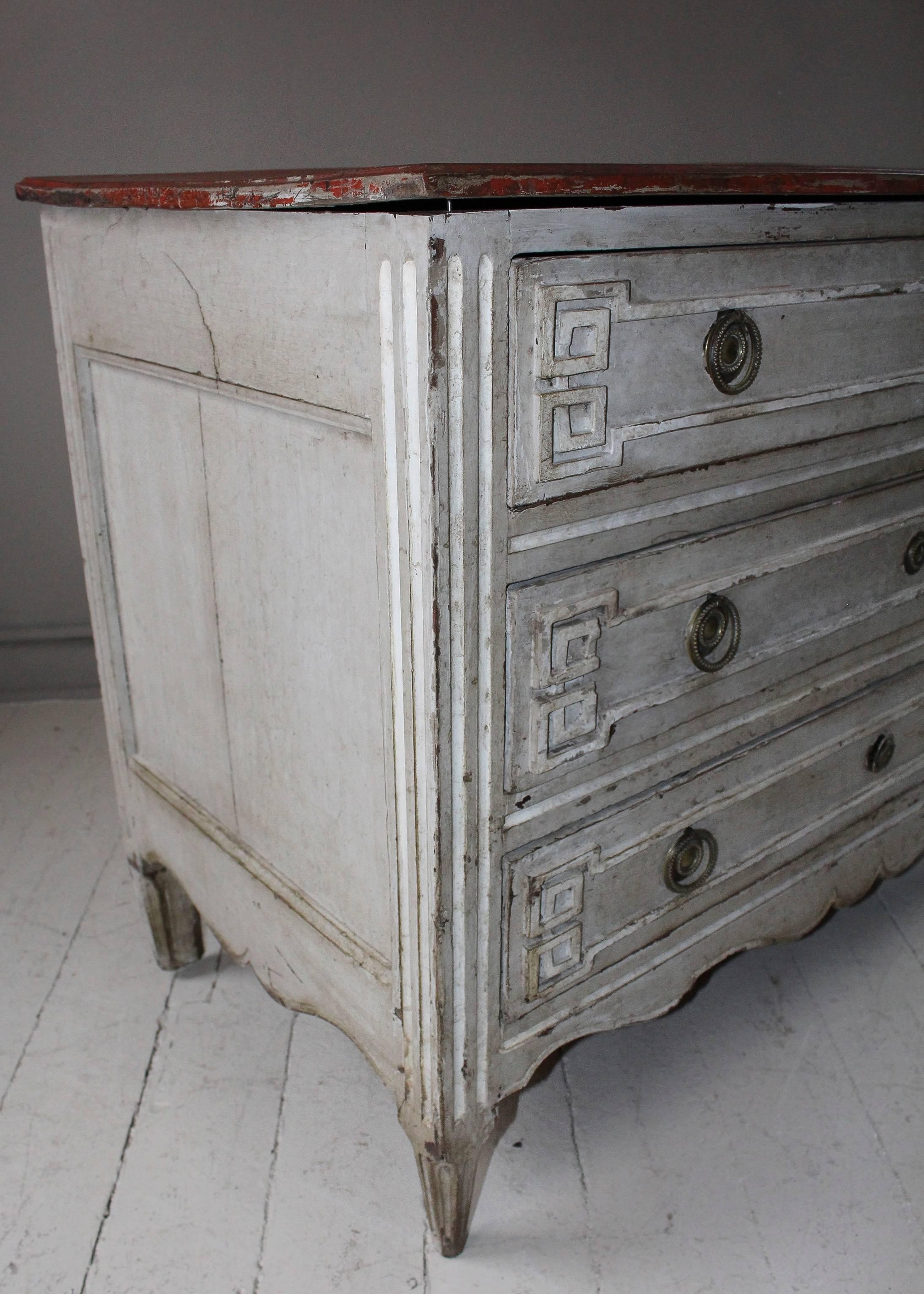 Painted French Three-Drawer Commode In Good Condition In New Preston, CT