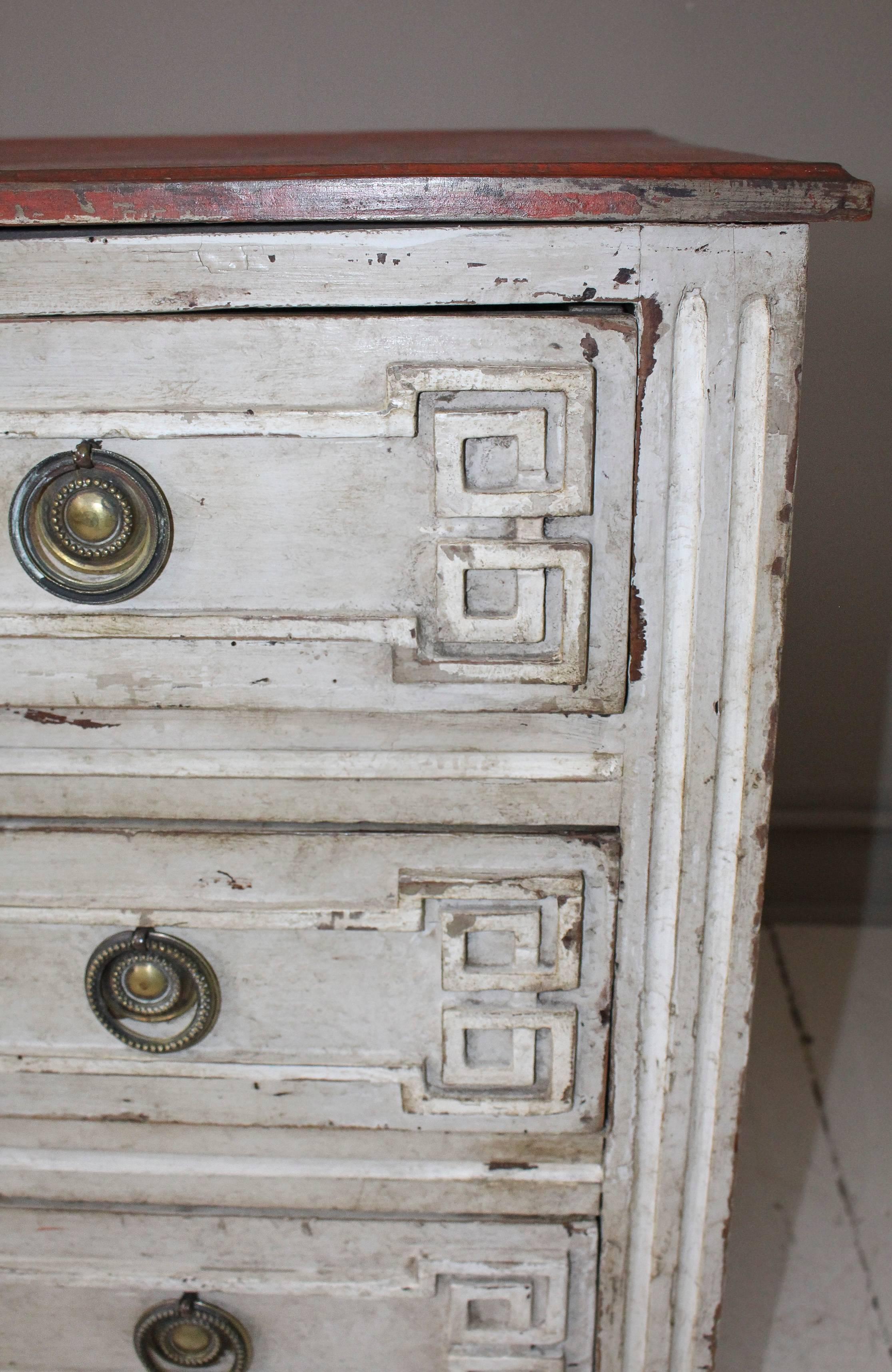 Painted French Three-Drawer Commode 4