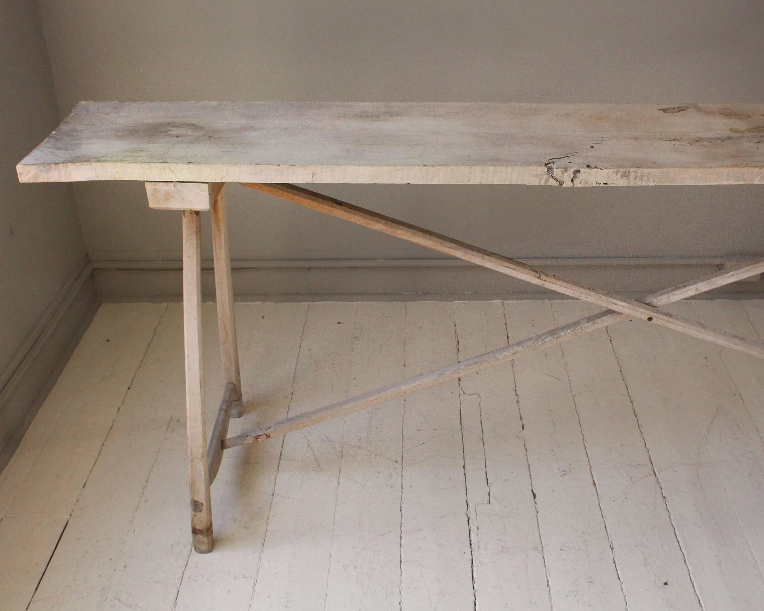 20th Century Belgian Vintage Bleached Console Table