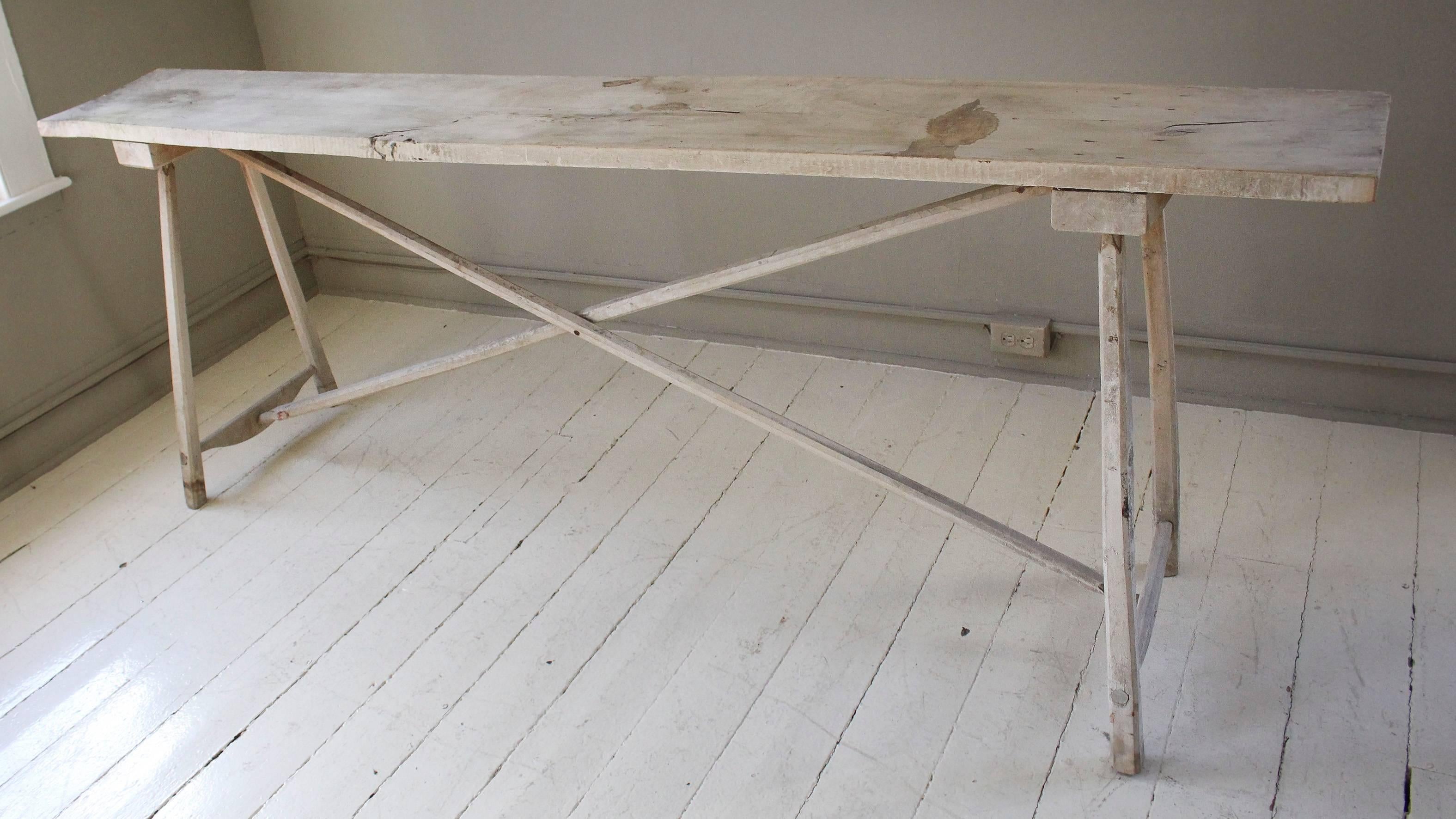 Belgian Vintage Bleached Console Table In Good Condition In New Preston, CT