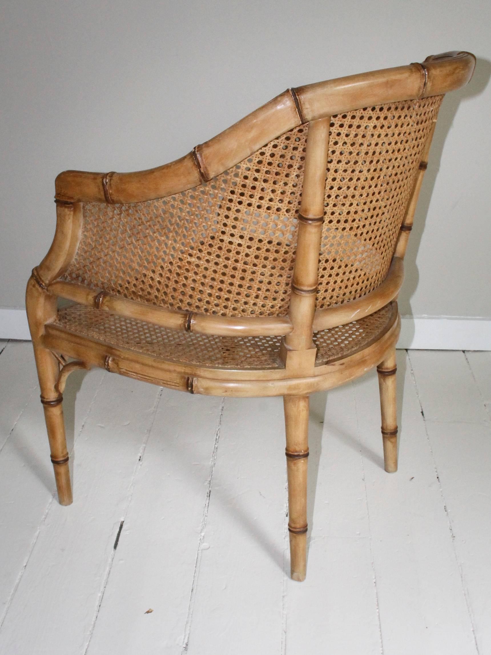 Pair of Vintage French Faux Bamboo Wood Chairs 2