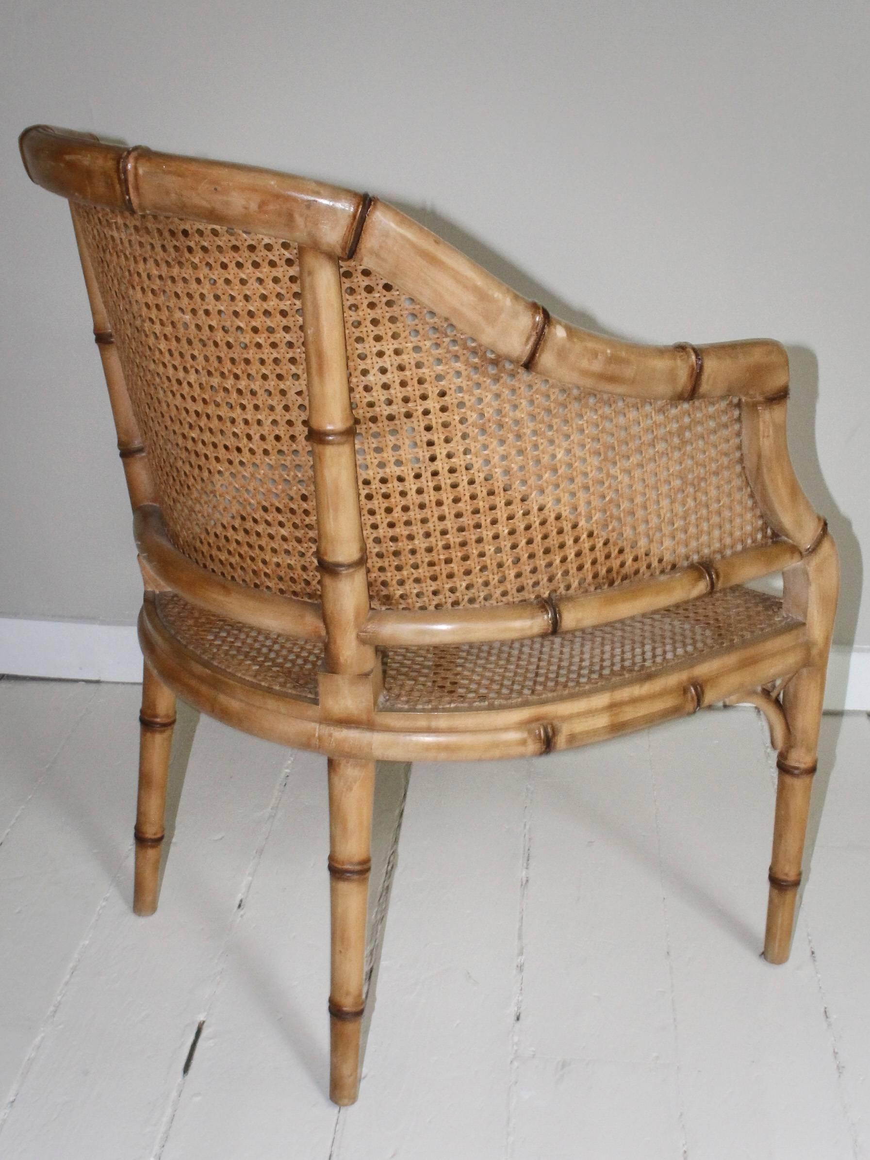 Pair of Vintage French Faux Bamboo Wood Chairs 4