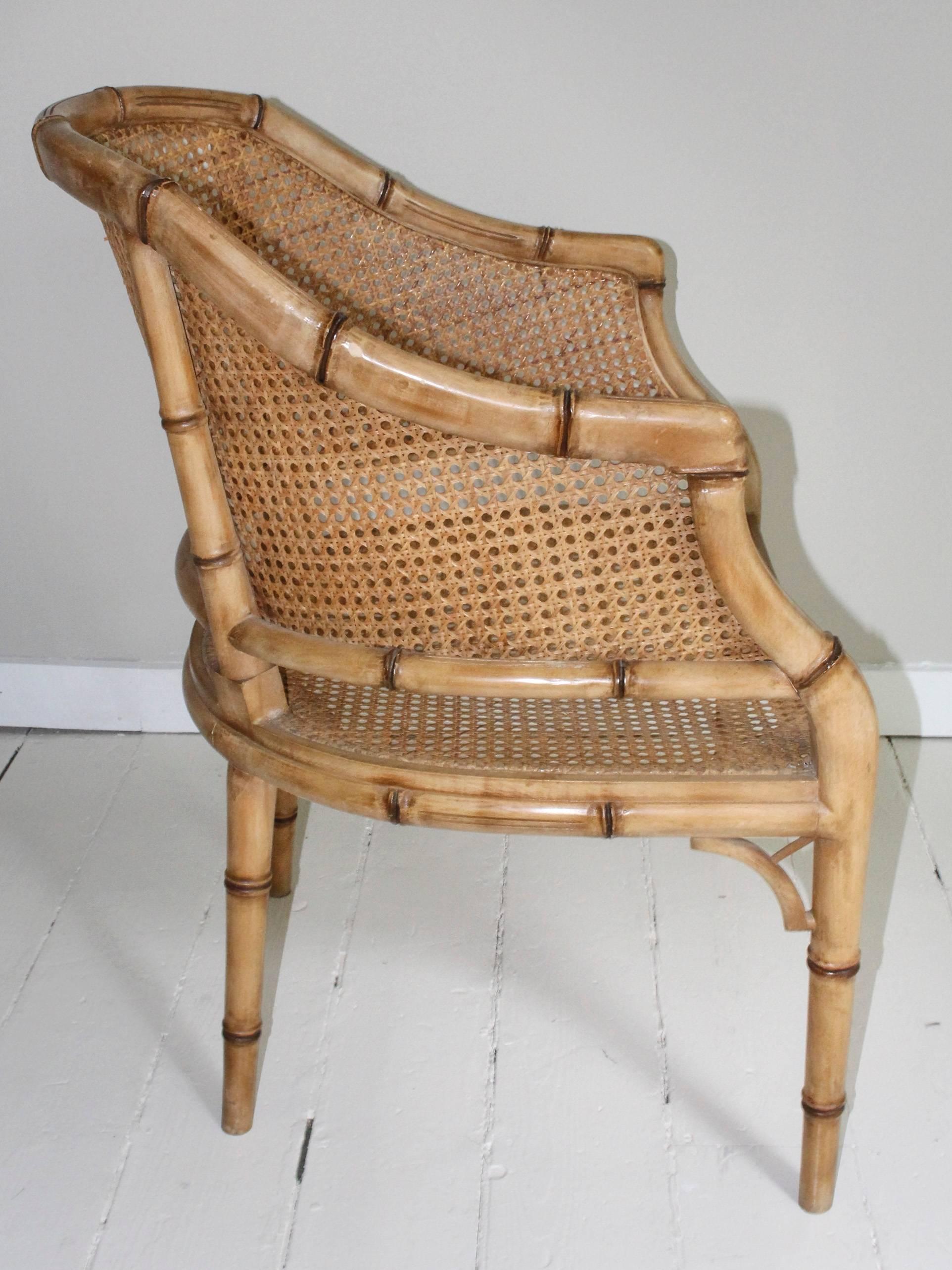 Pair of Vintage French Faux Bamboo Wood Chairs 3