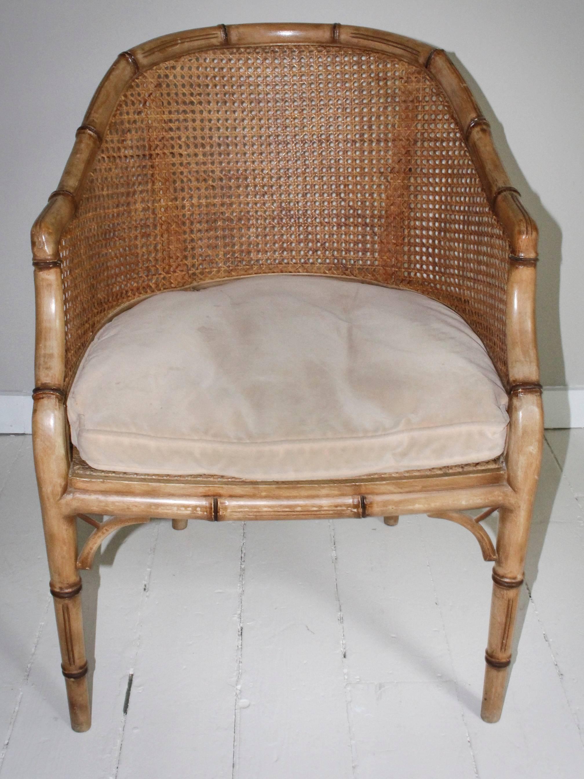 Pair of Vintage French Faux Bamboo Wood Chairs 5