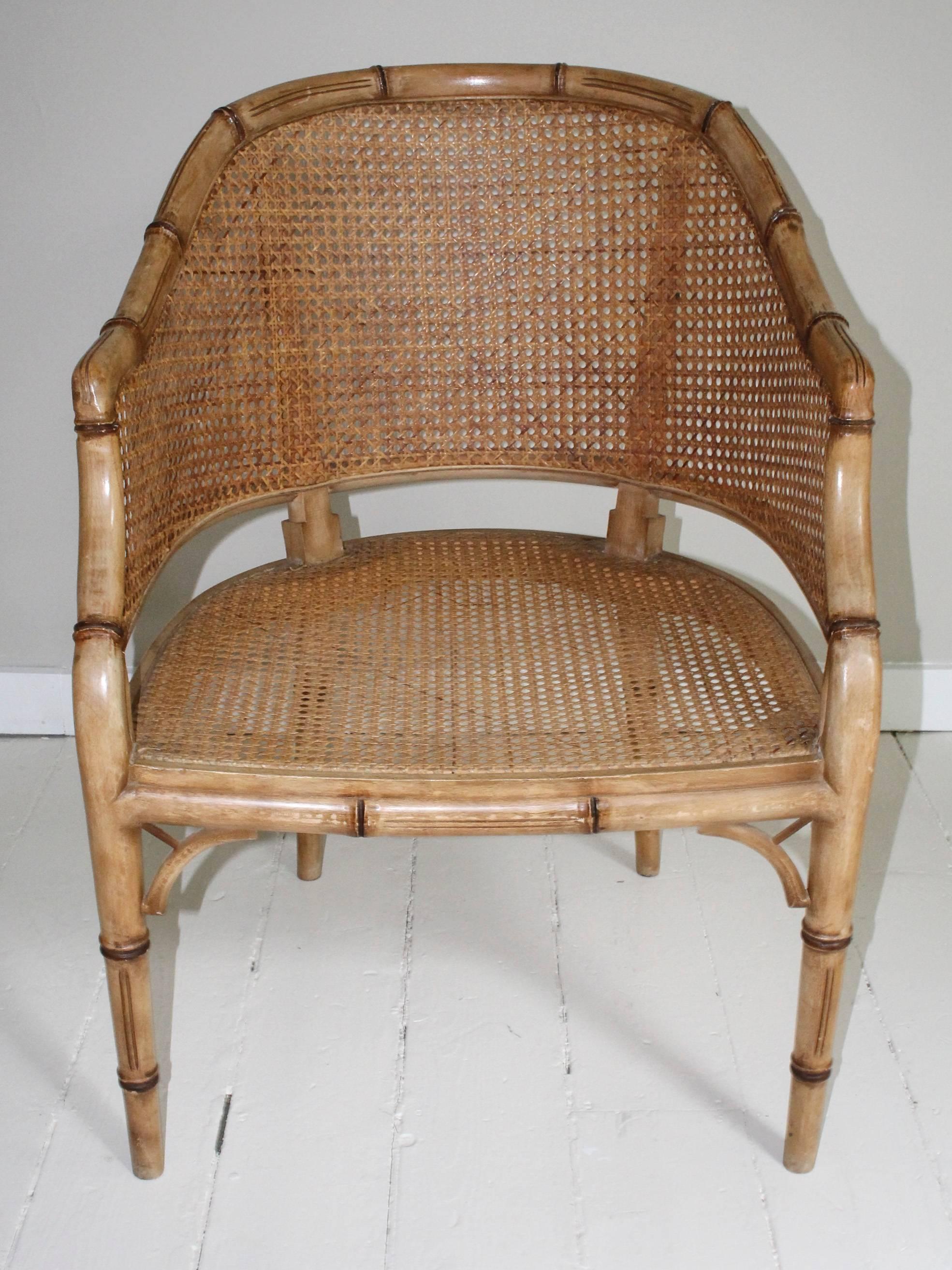 Pair of Vintage French Faux Bamboo Wood Chairs In Good Condition In New Preston, CT