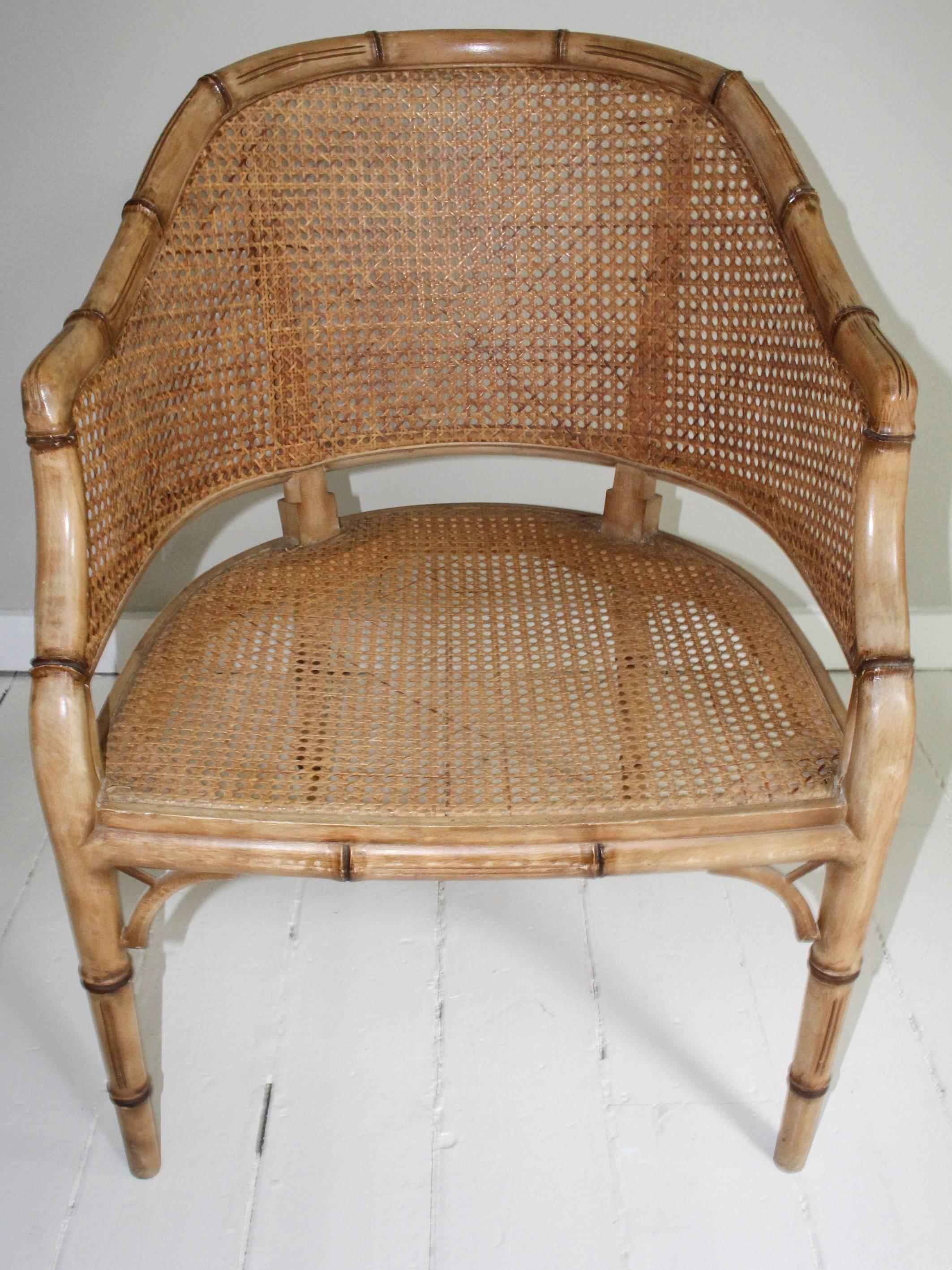 Pair of Vintage French Faux Bamboo Wood Chairs 6