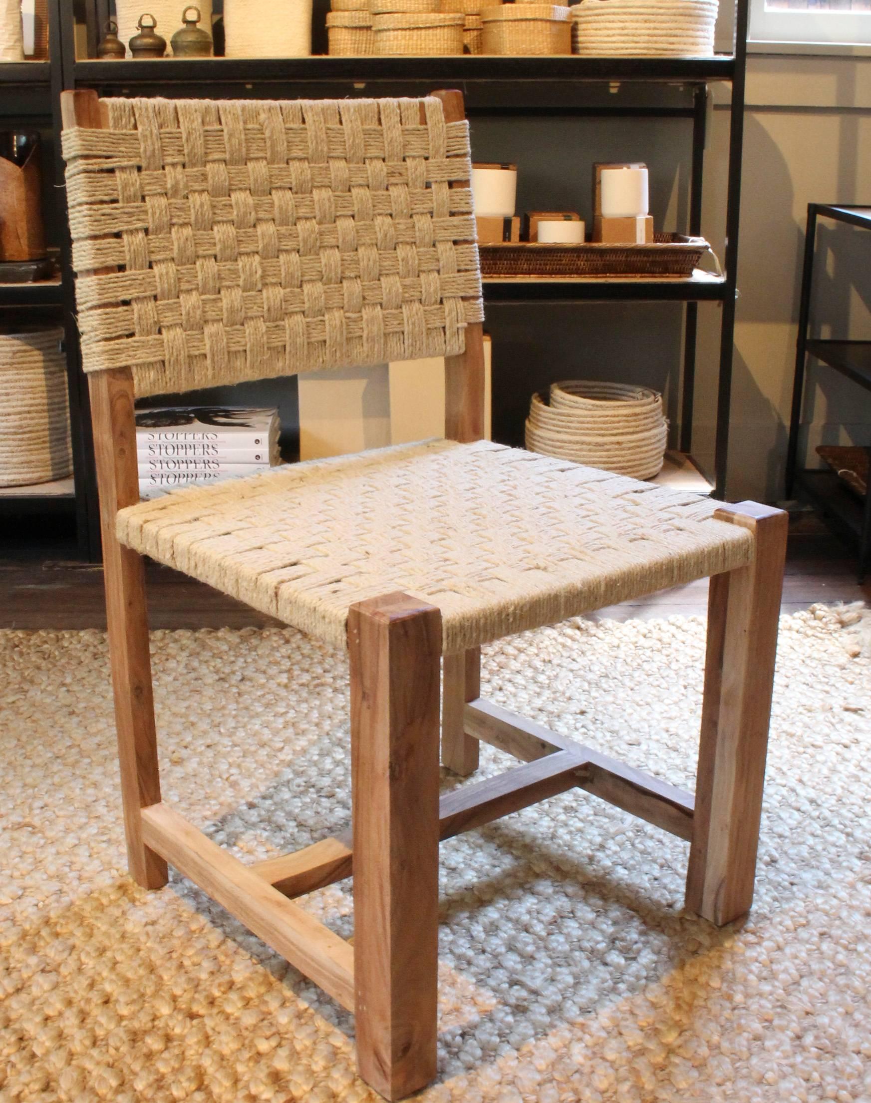 Set of Eight Woven Rope Side Chairs 1