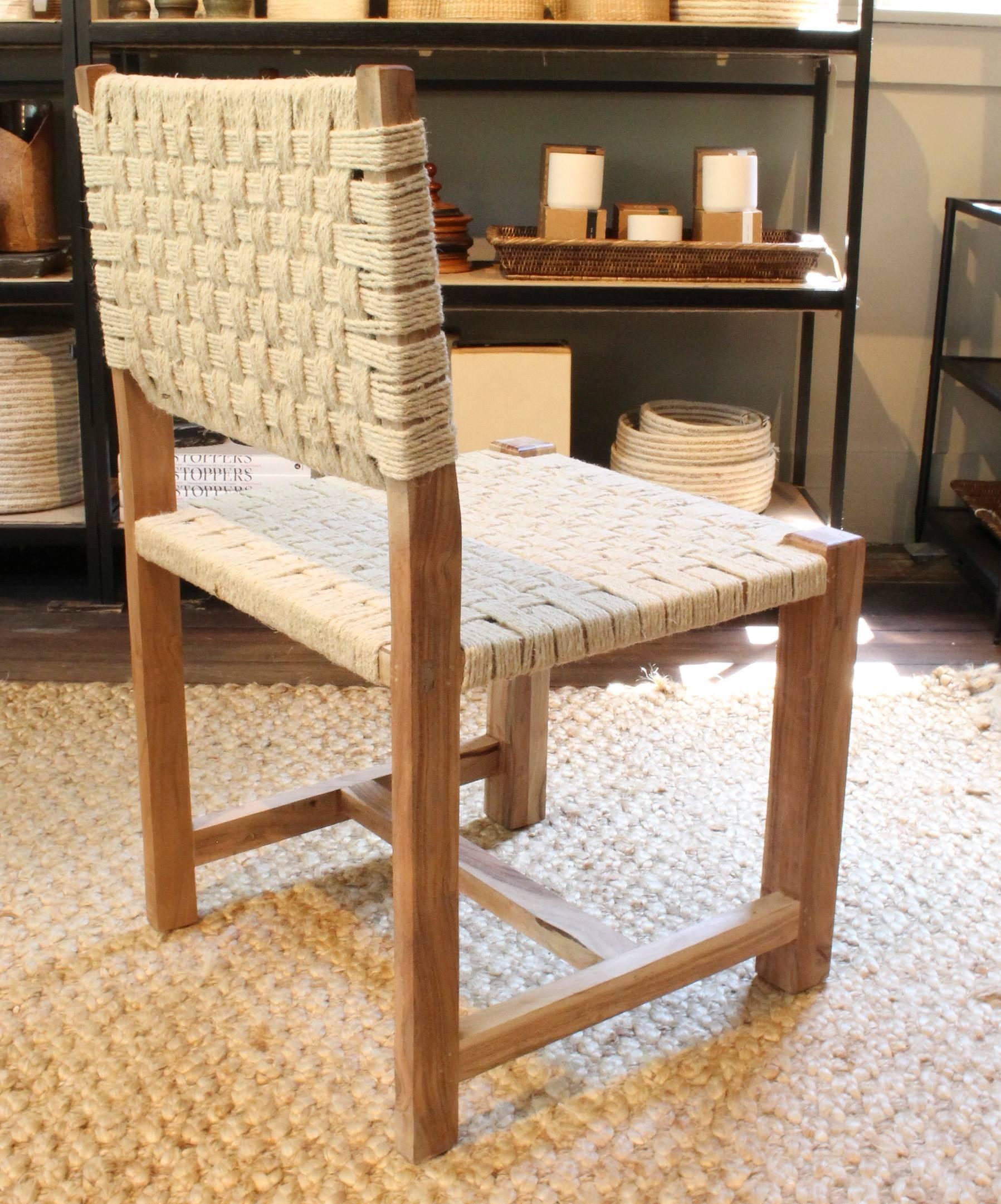 Contemporary Set of Eight Woven Rope Side Chairs