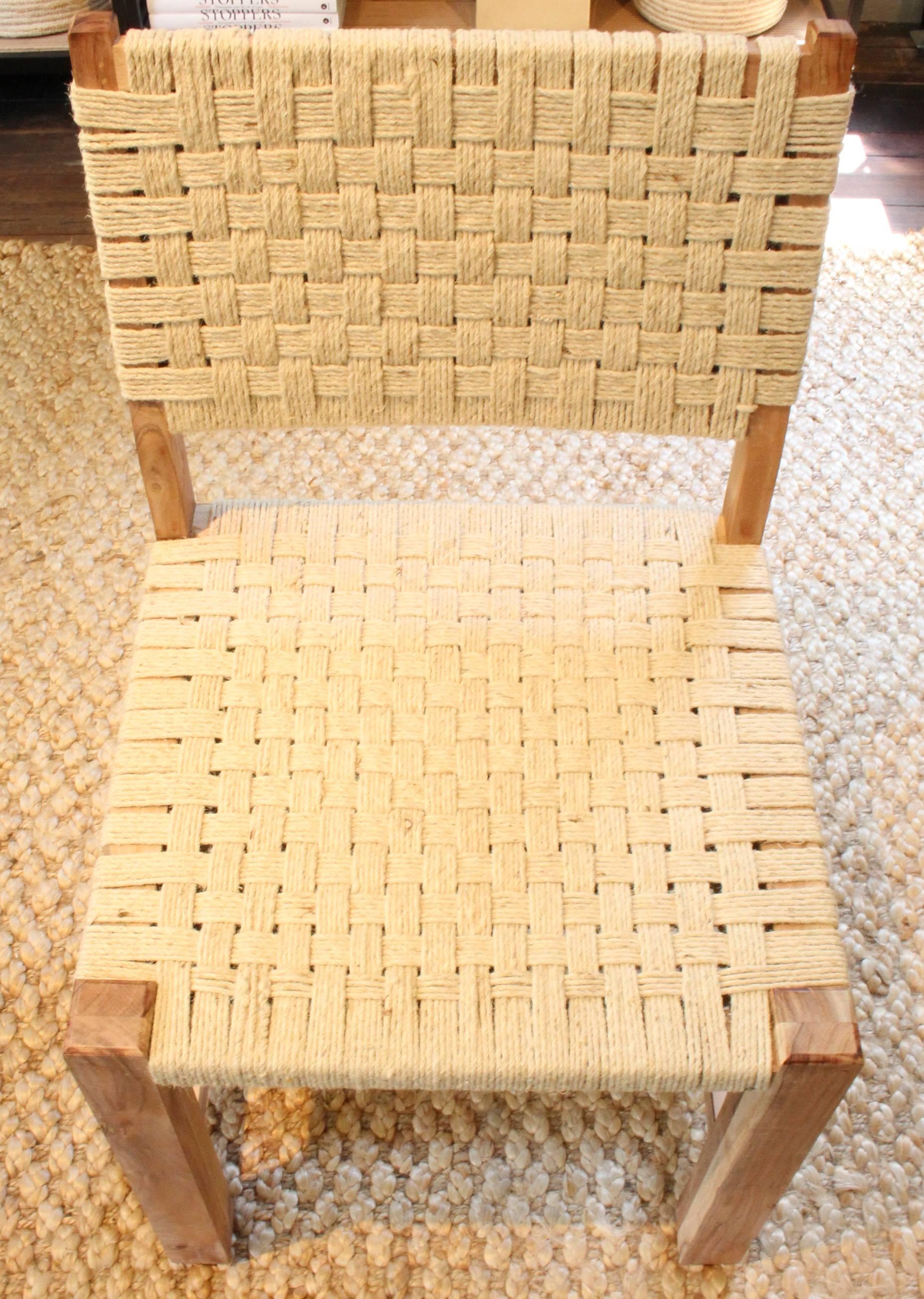 Set of Eight Woven Rope Side Chairs 2