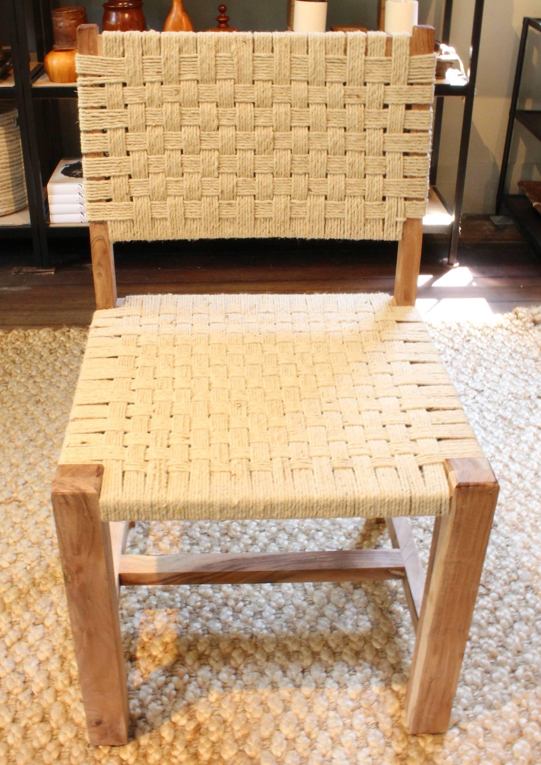 Set of Eight Woven Rope Side Chairs 3