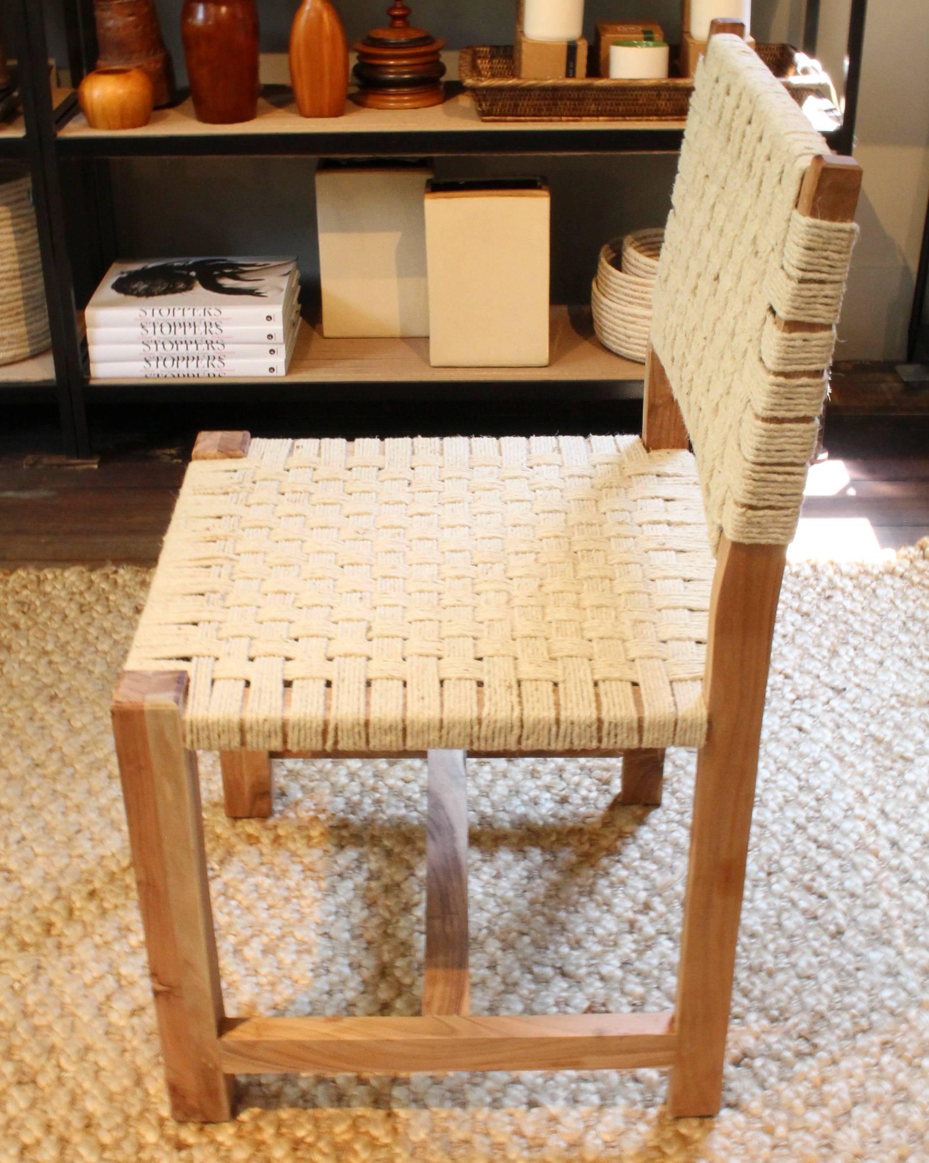 Asian Set of Eight Woven Rope Side Chairs