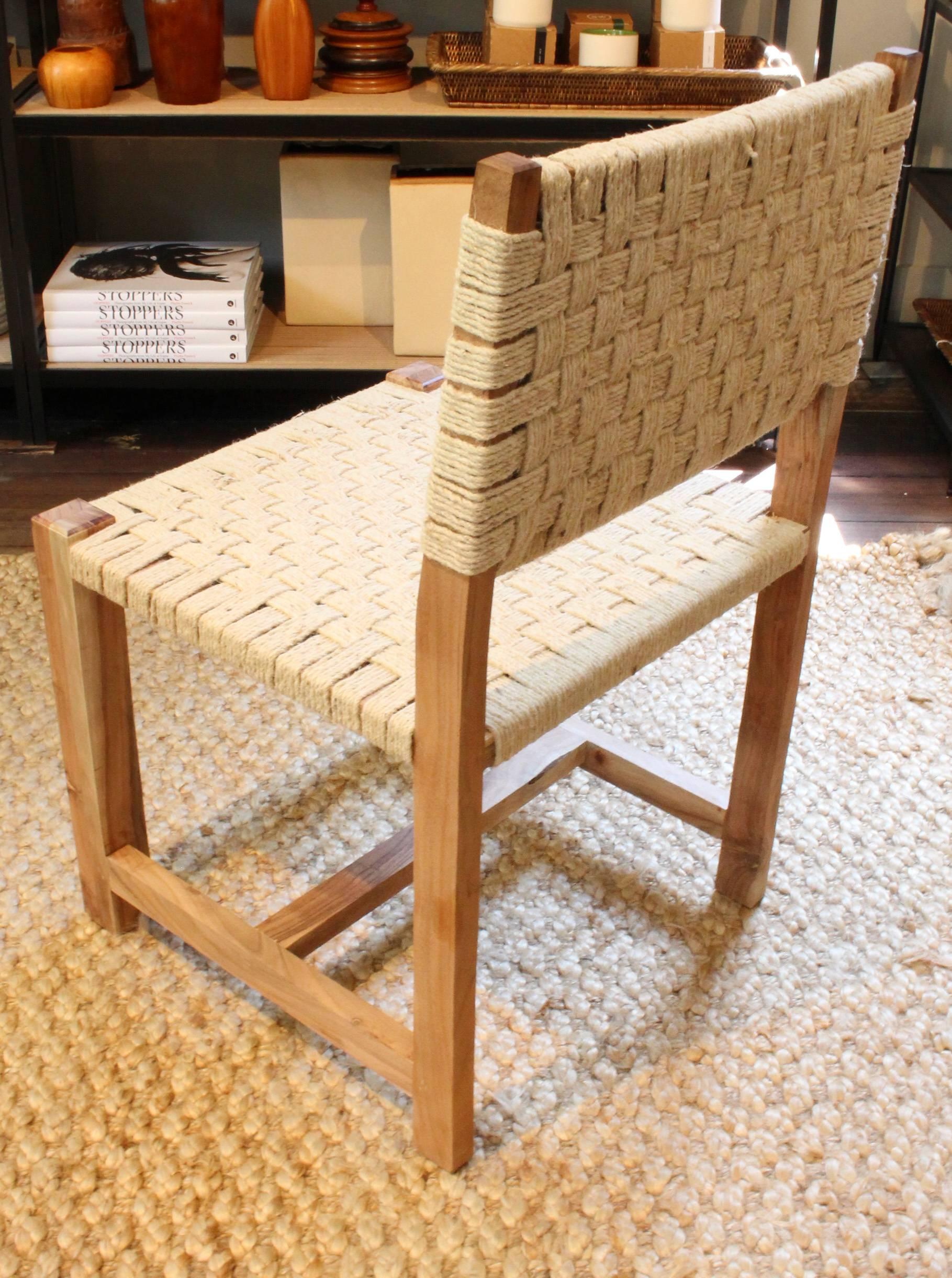 Set of Eight Woven Rope Side Chairs In Good Condition In New Preston, CT