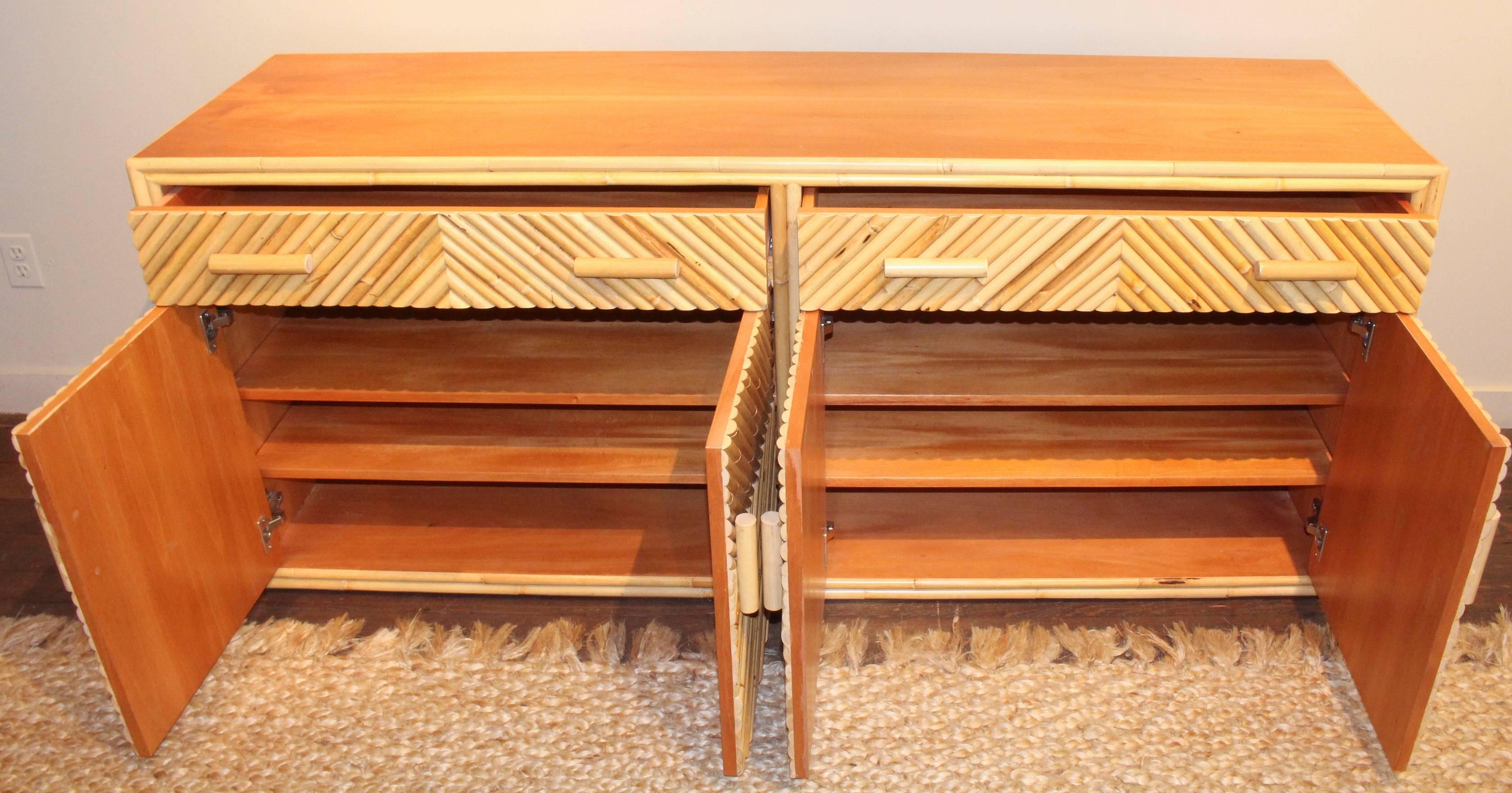 Split Bamboo Sideboard Cabinet, 20th Century For Sale 1