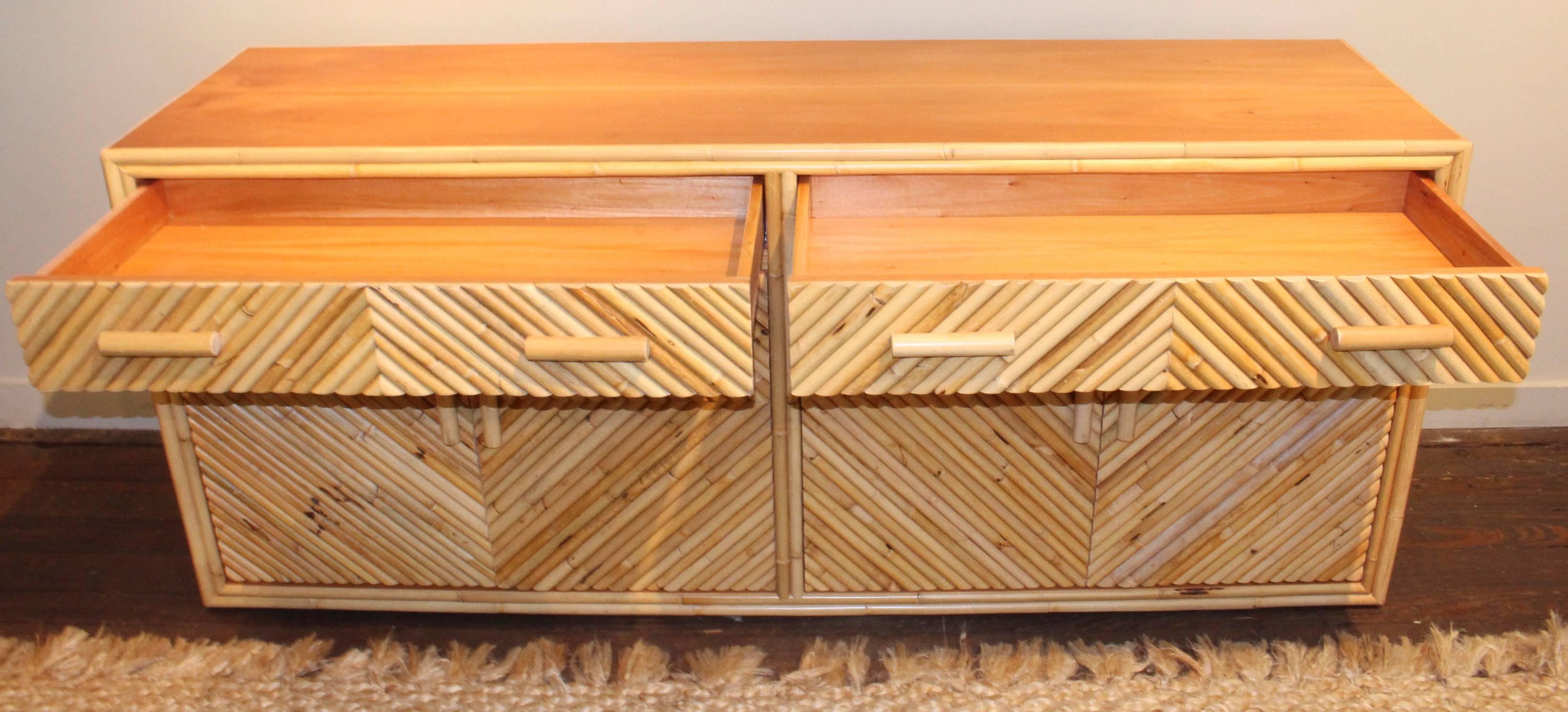 Split Bamboo Sideboard Cabinet, 20th Century For Sale 2
