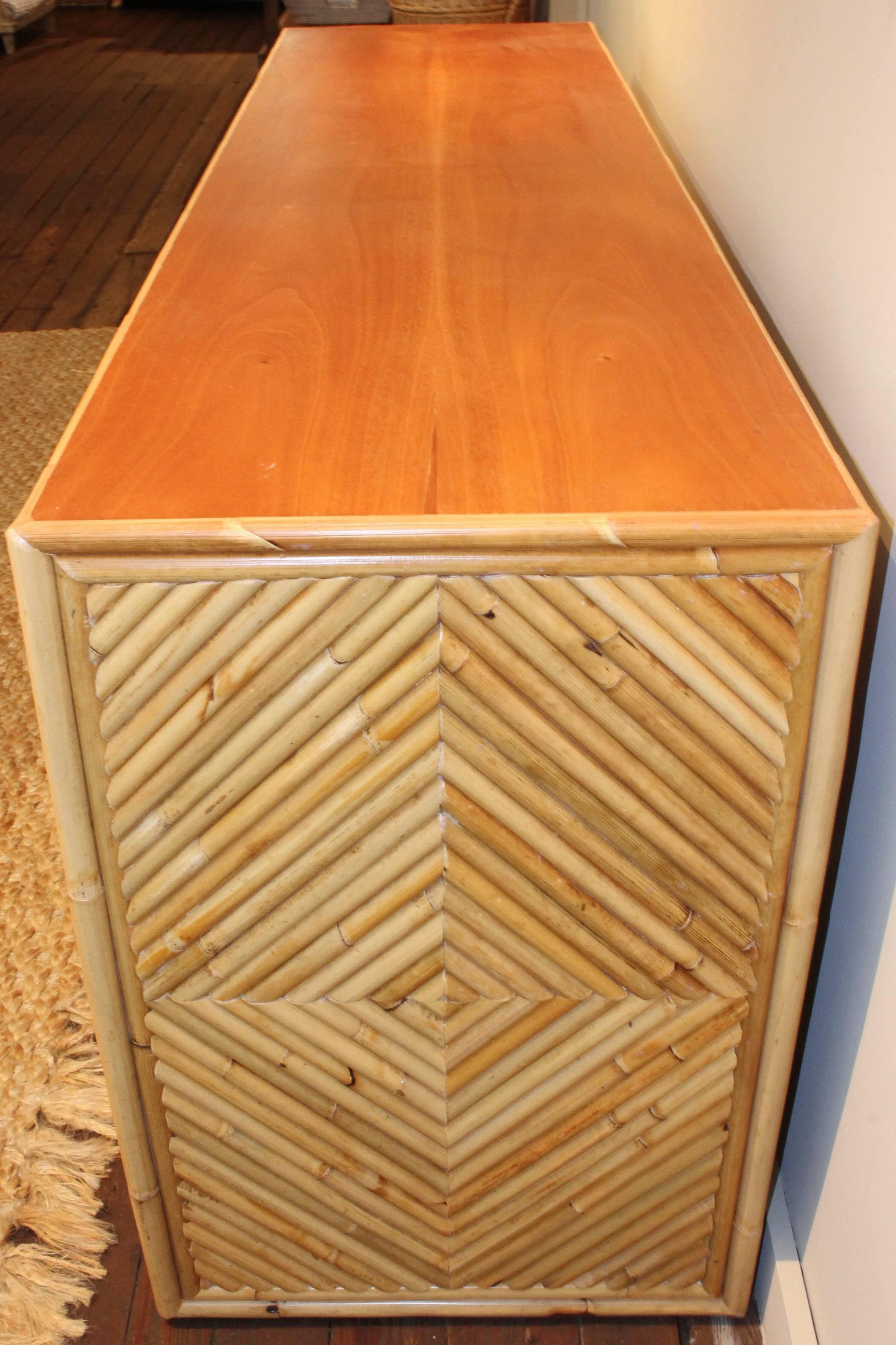 Split Bamboo Sideboard Cabinet, 20th Century For Sale 3