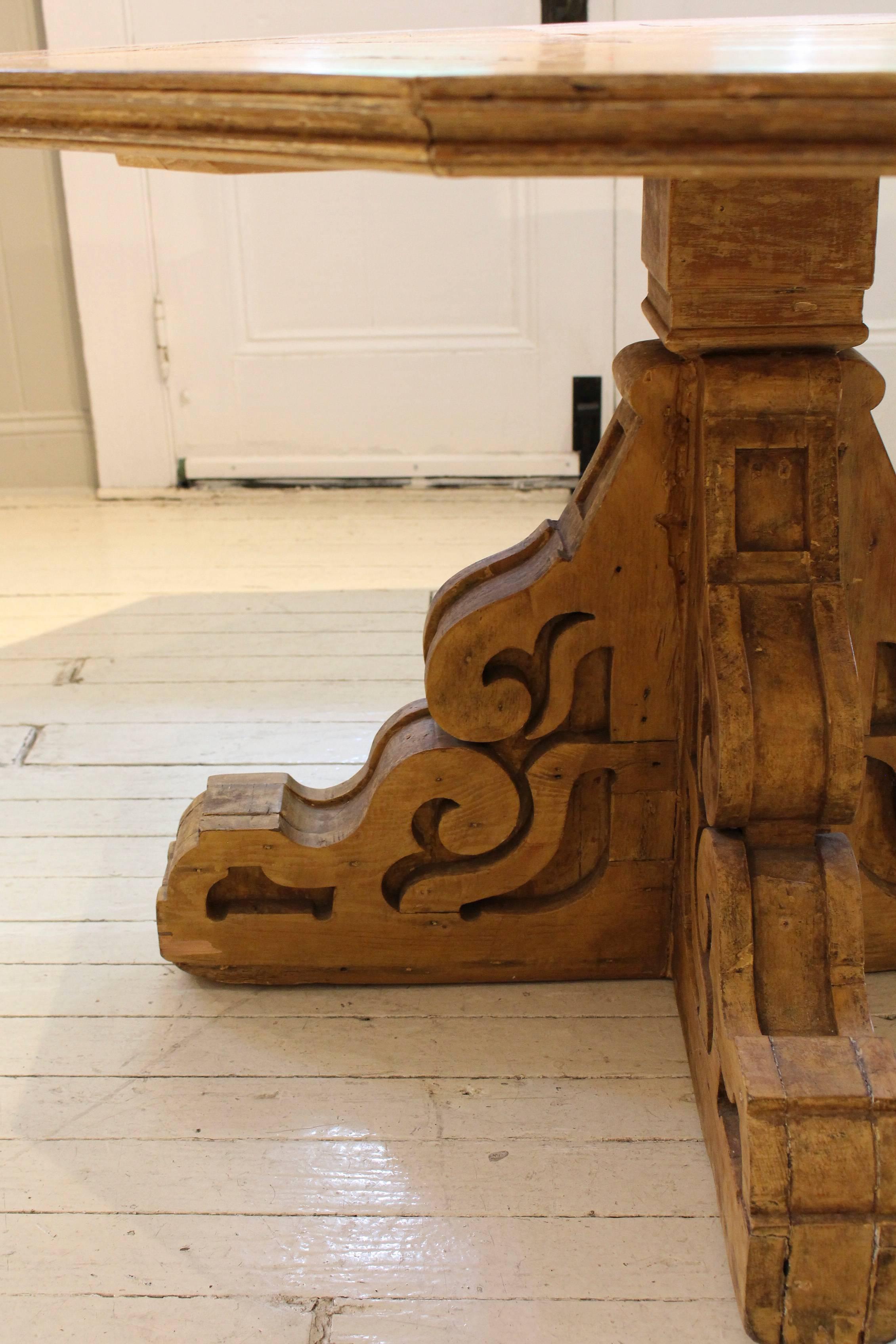 Wood 19th Century Folk Art Center Table For Sale