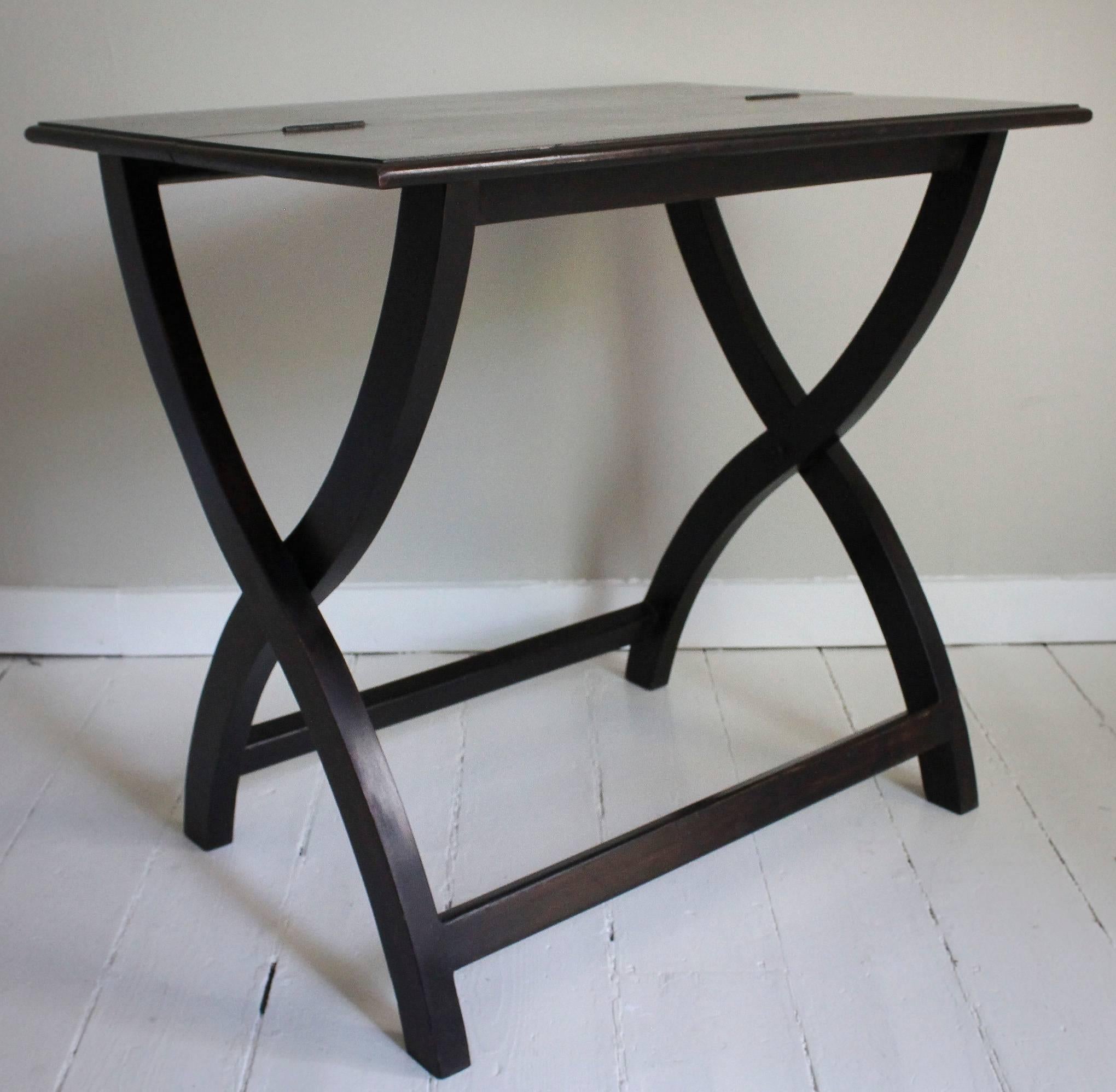 20th Century Pair of Ebonized Campaign-Style Tables For Sale