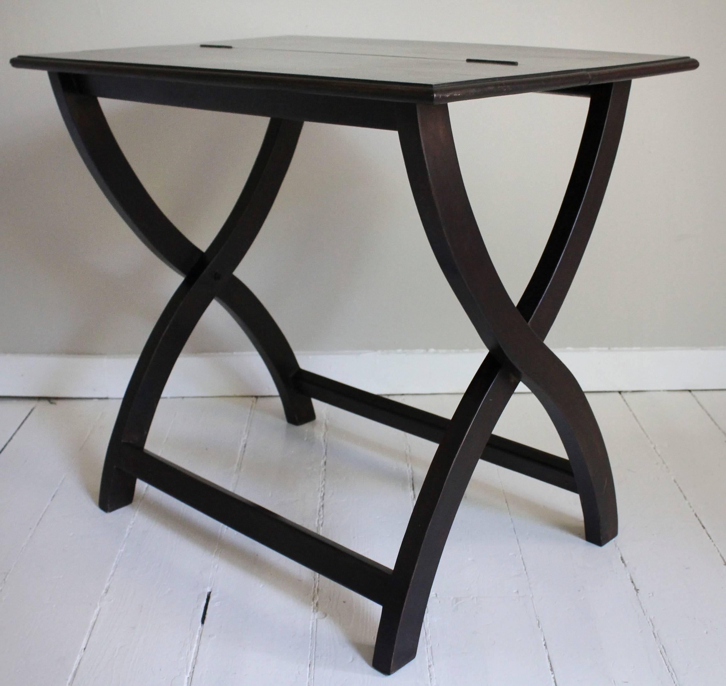 Pair of Ebonized Campaign-Style Tables For Sale 1