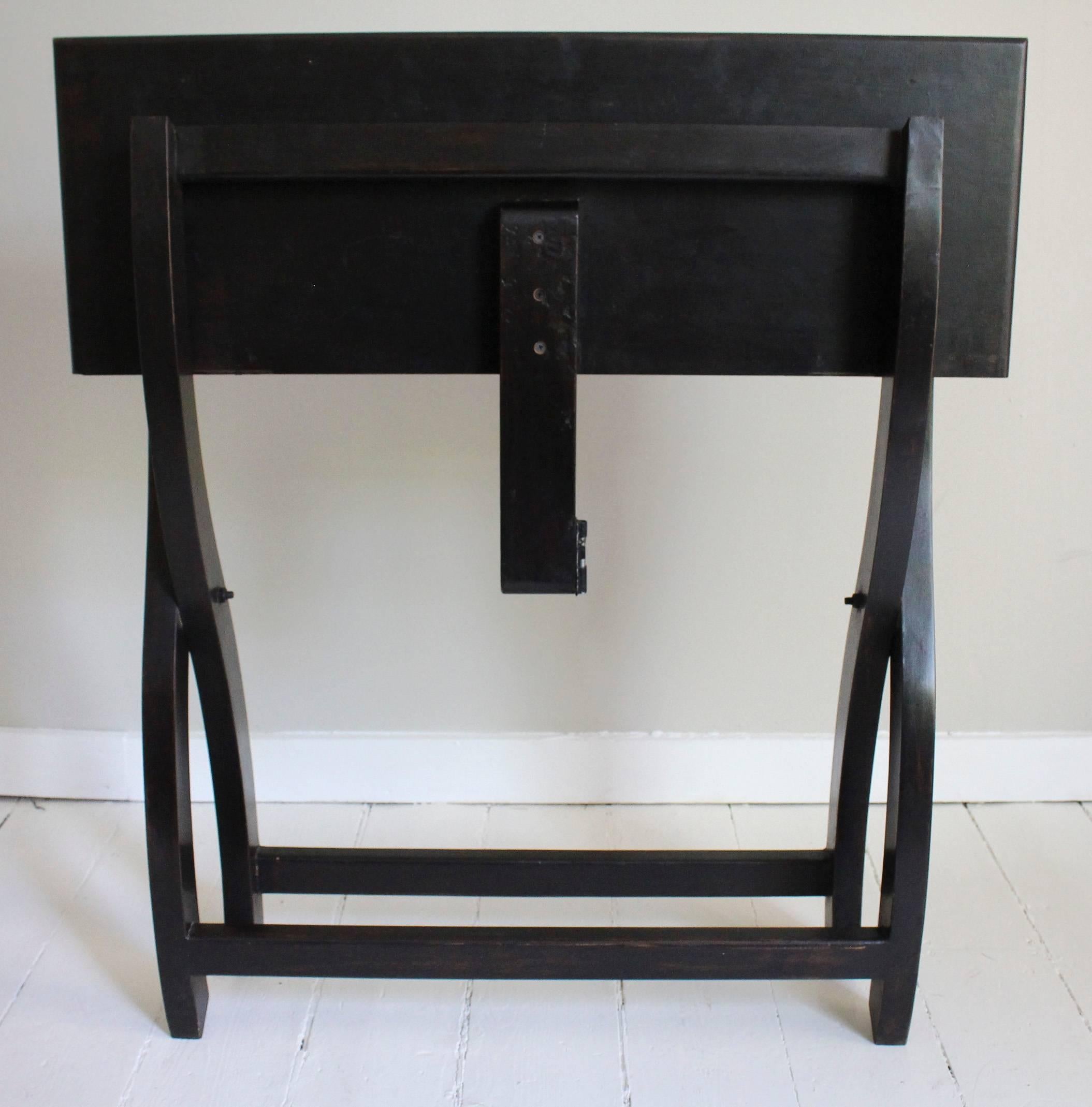 Pair of Ebonized Campaign-Style Tables For Sale 3